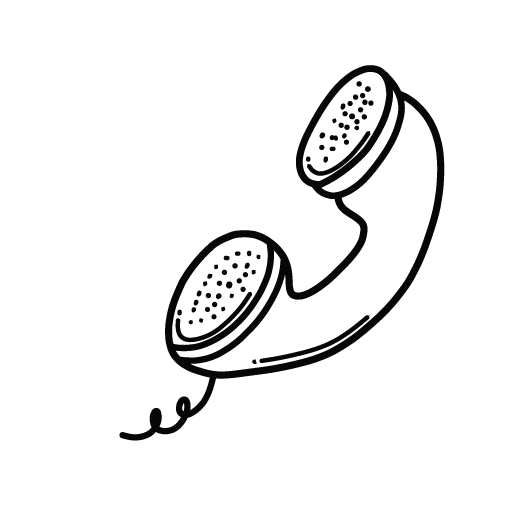 Illustration of a vintage rotary telephone with a coiled cord.