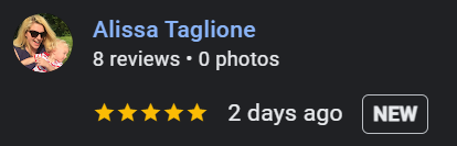 A 5 star Google review from Alissa Taglione for Whisperz Speakeasy.