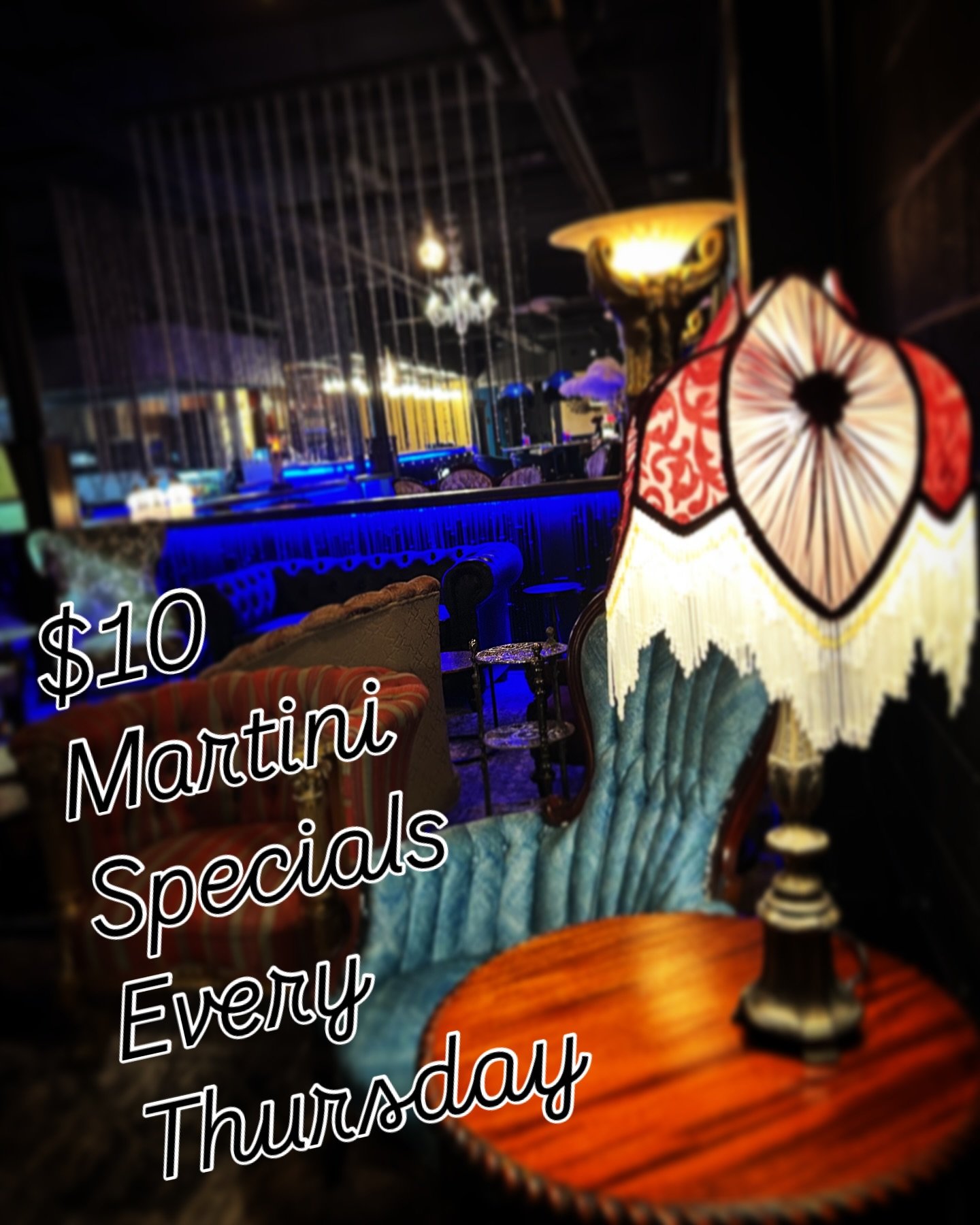•• Cozy into the perfect seat in the lounge or slide up to the bar for a unique selection of 🍸Martini Specials Every Thursday at Whisperz Speakeasy🍸 - the menu changes from time to time but the care we put into each handcrafted cocktail s