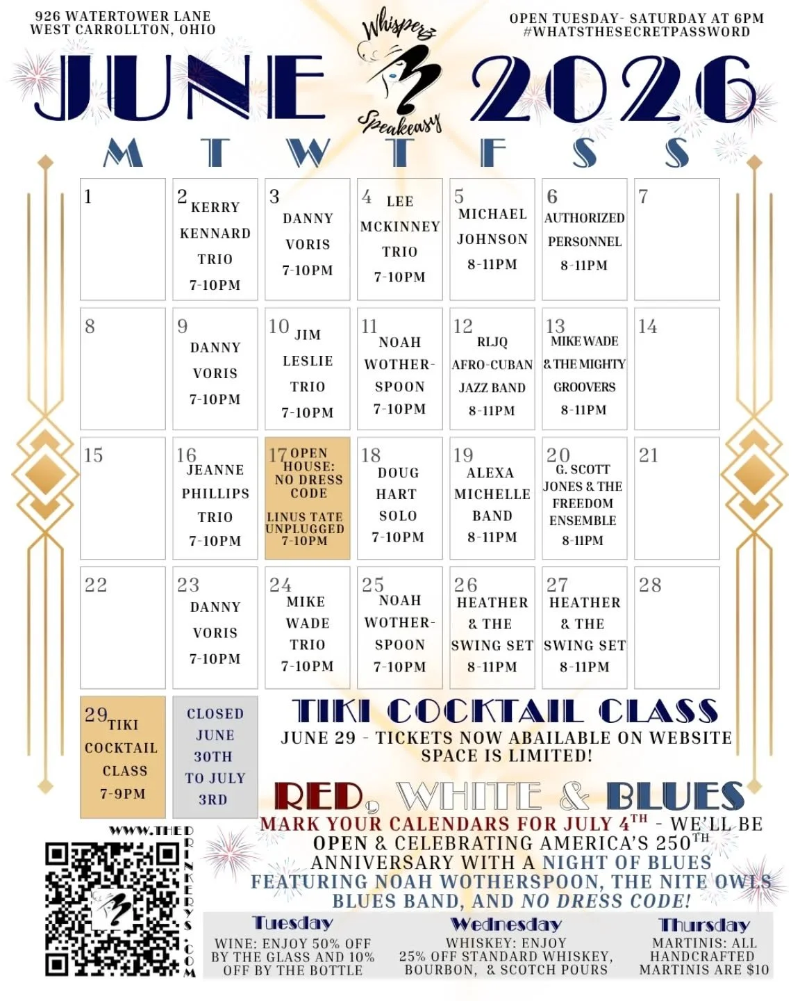 ‼️ATTENTION‼️🔹🔹We have an important update! JUNE 20TH will now be G. Scott &amp; The Freedom Ensemble! 
Furthermore our "come as you are" open house: meaning NO DRESS CODE will be on WEDNESDAY the 17th of June!! 
Thank you for your attent