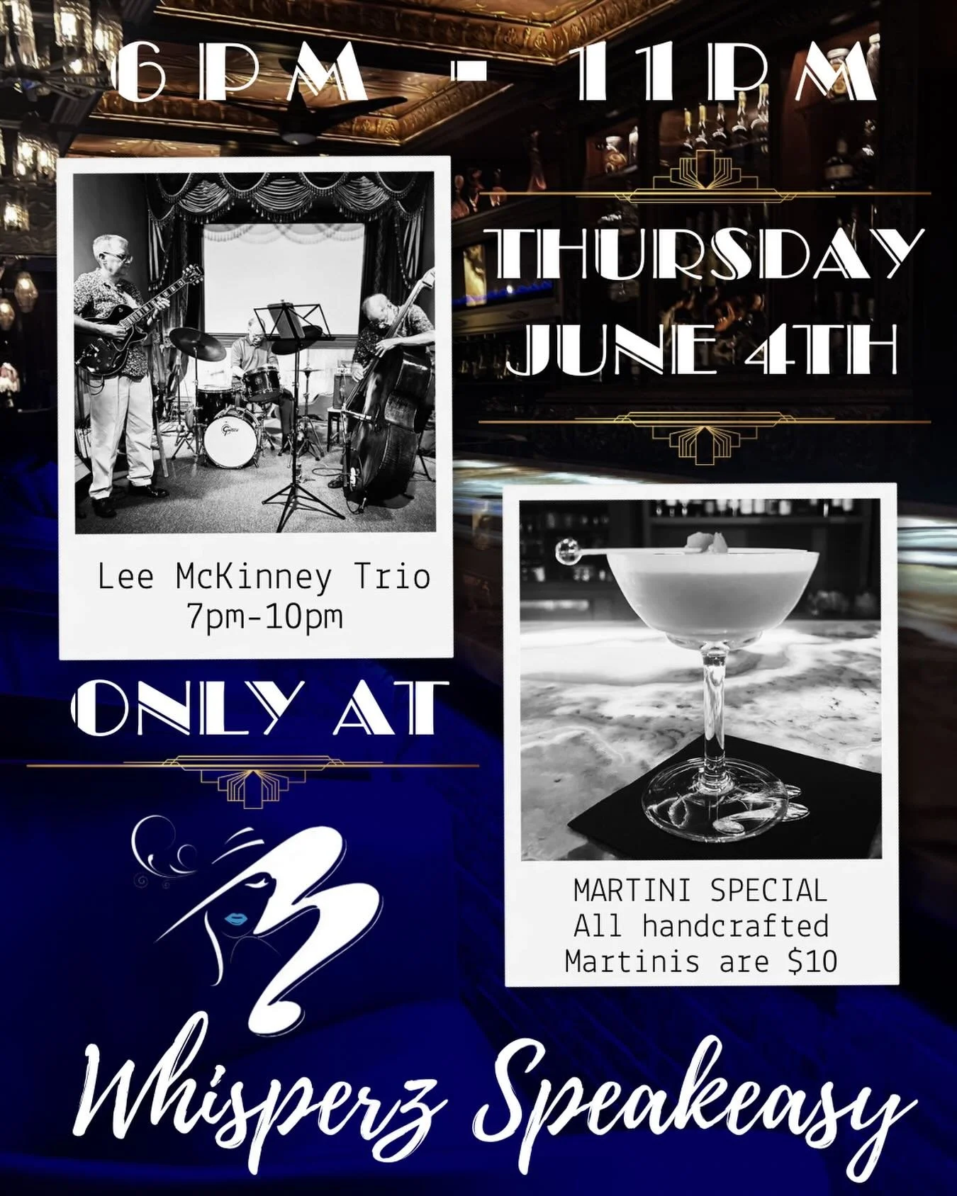 🔹We are gearing up for another fabulous martini night! The Lee McKinney Trio joins us this Thursday the 4th from 7-10pm! From 6-11pm ALL our fabulous handcrafted martinis are just $10! Every syrup made from scratch with all natural ingredients and o