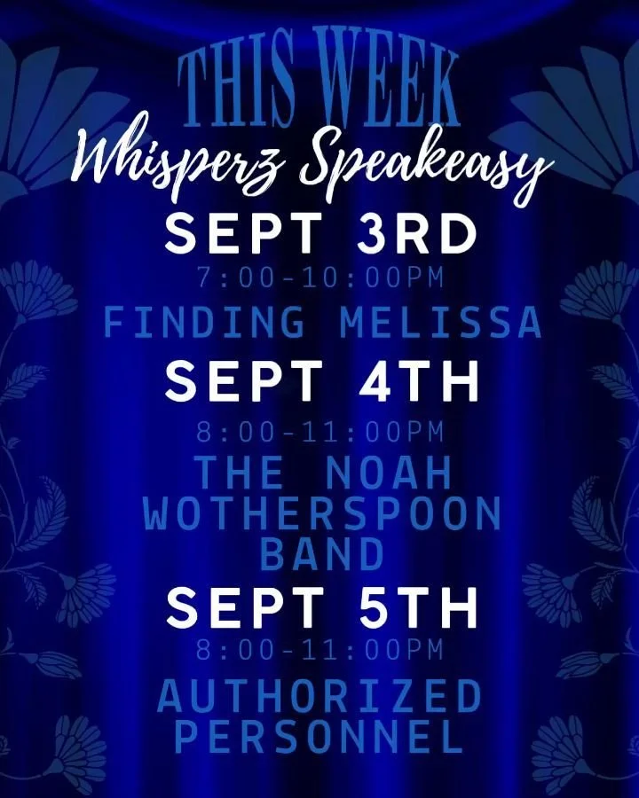 🔹🔹THIS WEEK🔹🔹
Taking the stage from 7-10 pm on Thursday, September 3rd, for the first time at Whisperz Speakeasy - Finding Melissa, an acoustic trio who love playing music live and local! From Dayton, Ohio this group is fronted by vocalists Melis