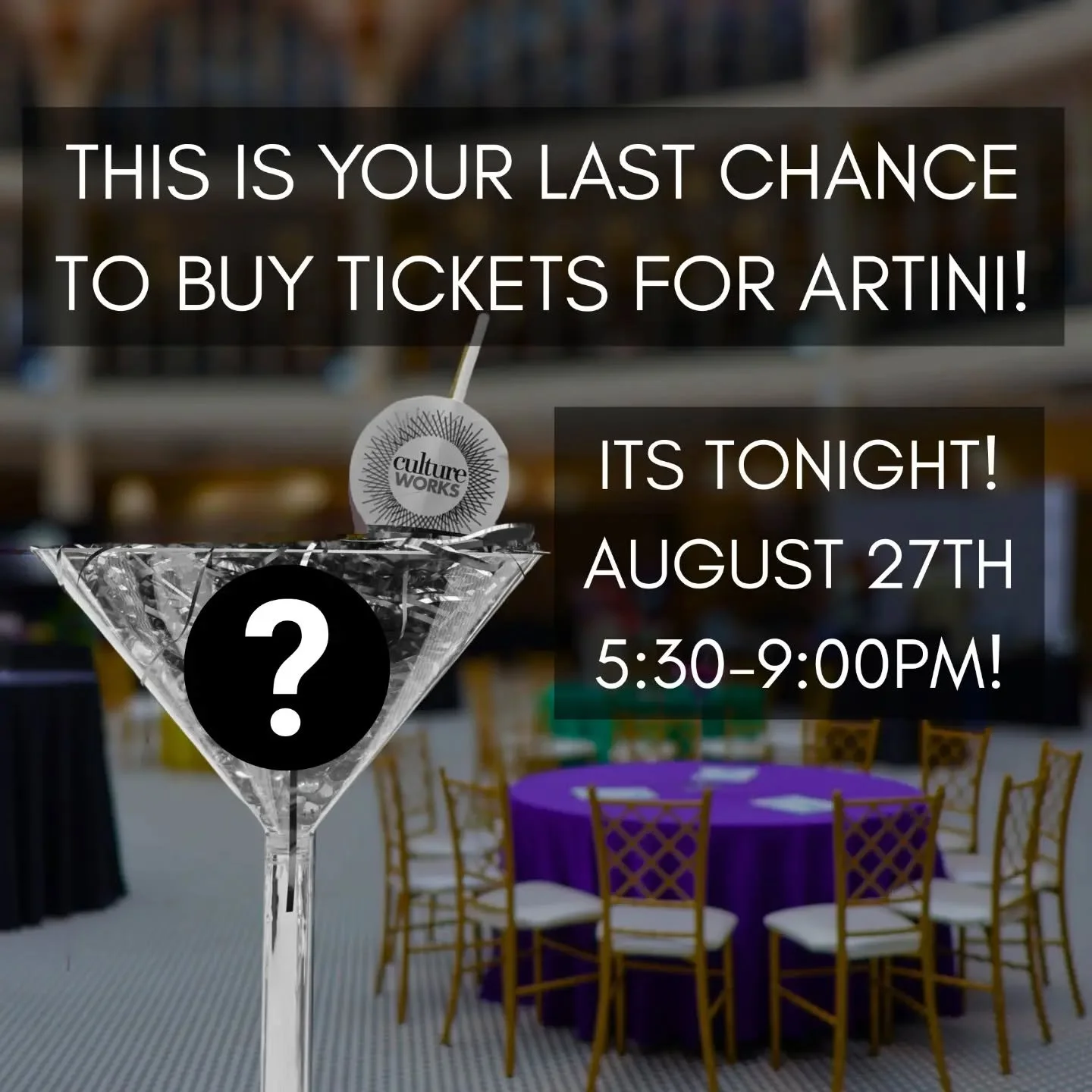 Join us for Artini 2026&mdash; Culture Works' biggest and best Artini yet!

We're thrilled to celebrate our first year at the stunning Dayton Masonic Ballroom, setting the stage for what promises to be an unforgettable evening. Dayton's most creative