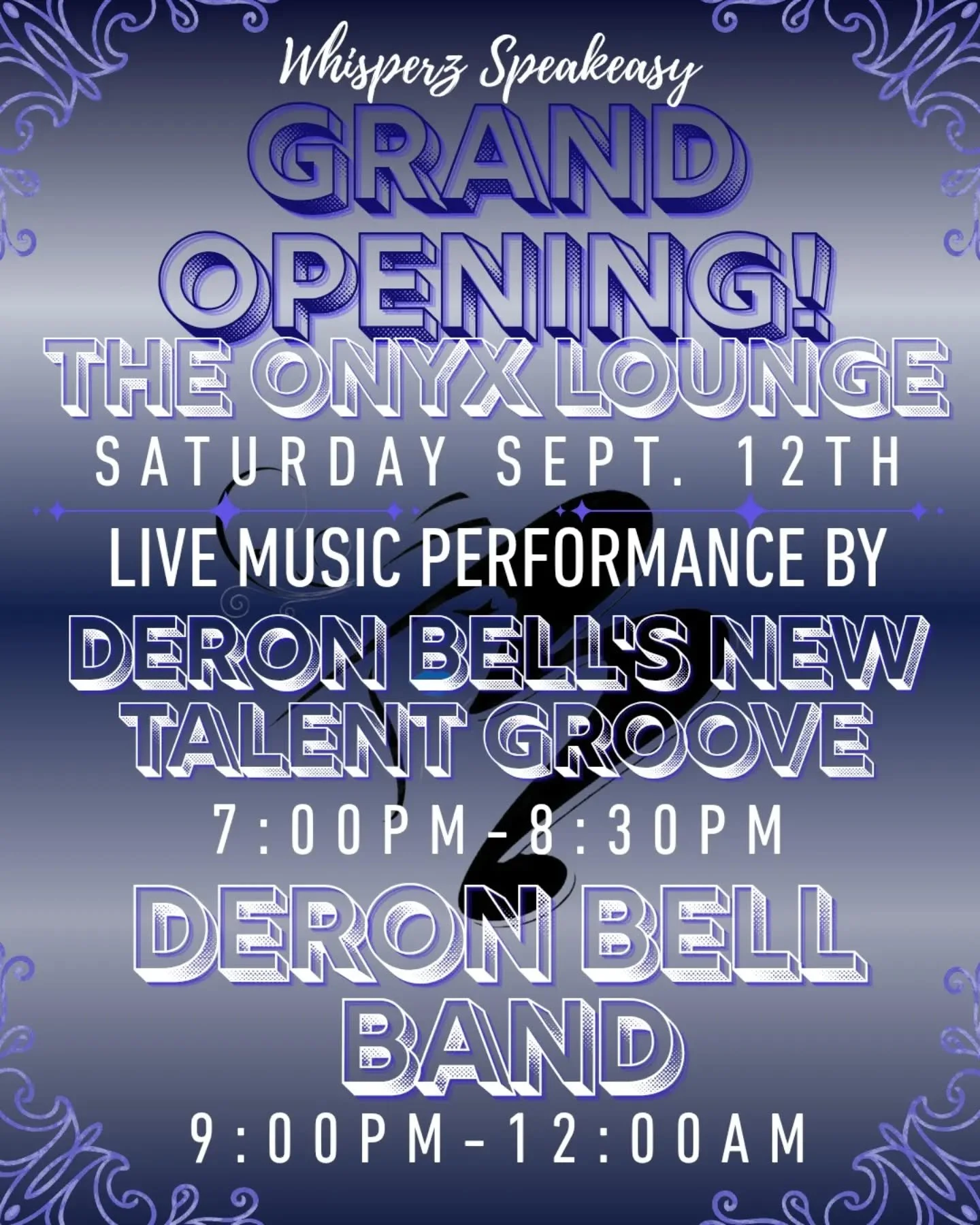We are super excited to announce the opening of the Onyx Lounge, an expanded space inside Whisperz Speakeasy this month!  We'll be revealing this gorgeous new Parisian themed ambiance on Saturday, September 12th. As usual, our doors will open at 6pm 