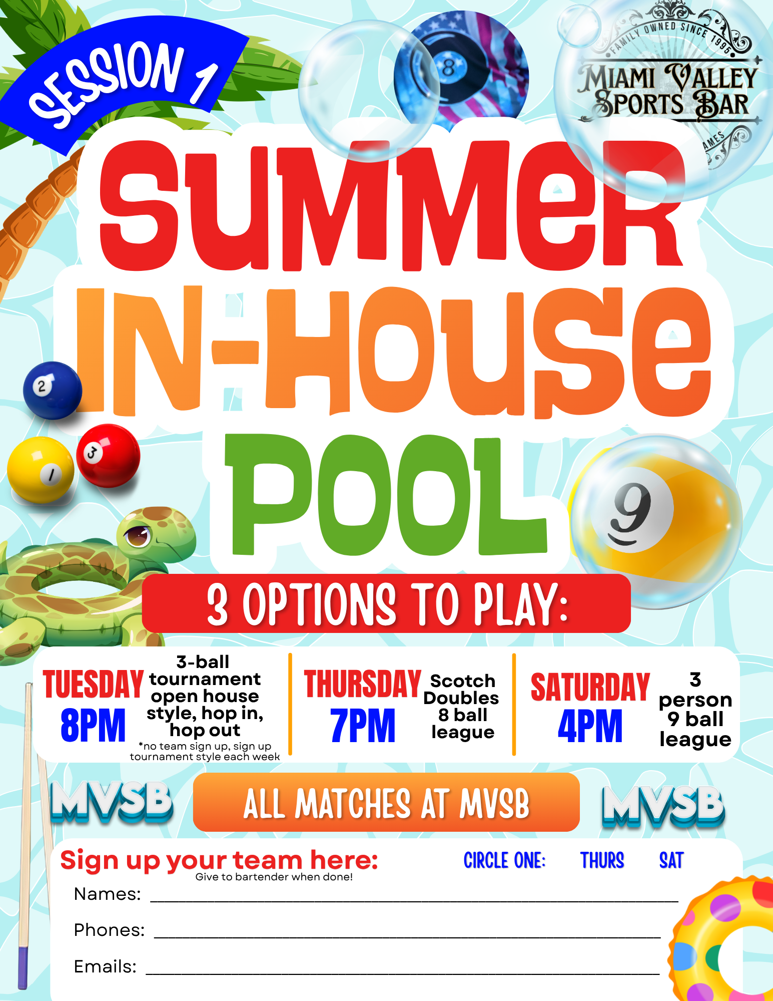 Play pool at Miami Valley Sports Bar