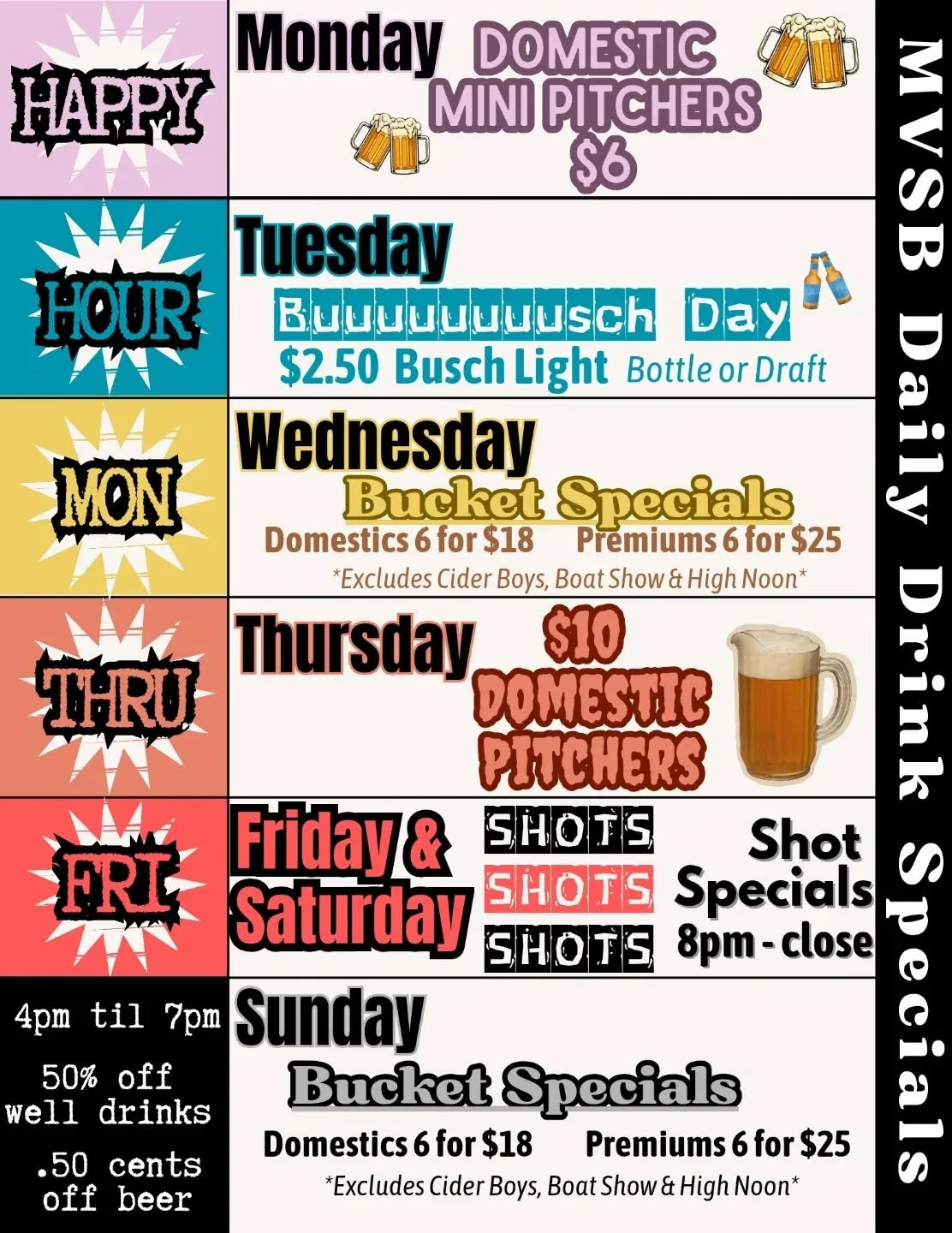 Miami Valley Sports Bar Happy Hour and Daily drink specials