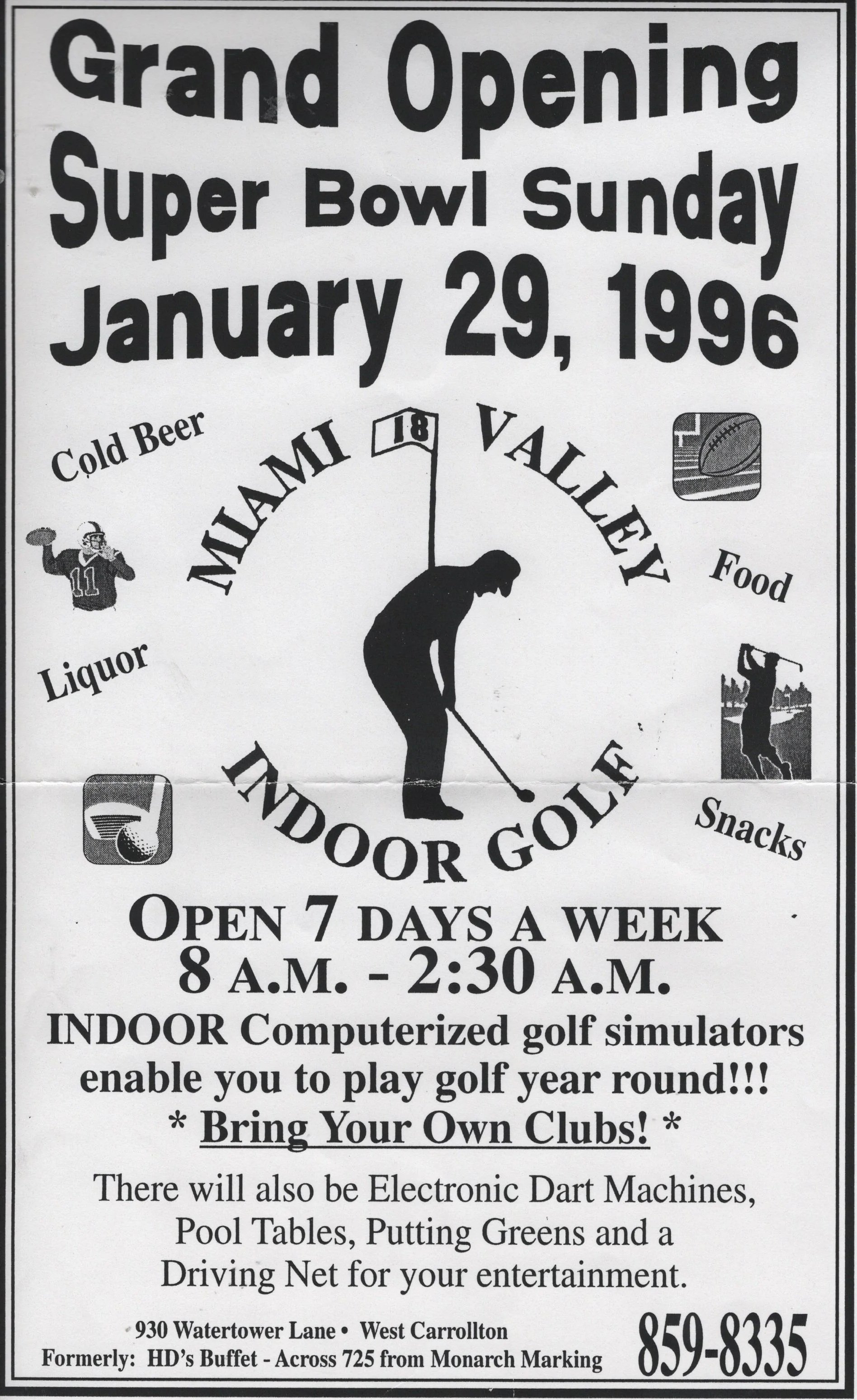 Newspaper clipping for Miami Valley Sports Bar from its Grand Opening in 1996.