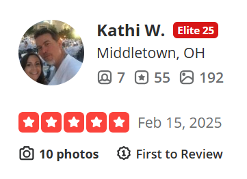 Kathi W. rated Whisperz Speakeasy five stars on February 15, 2025.