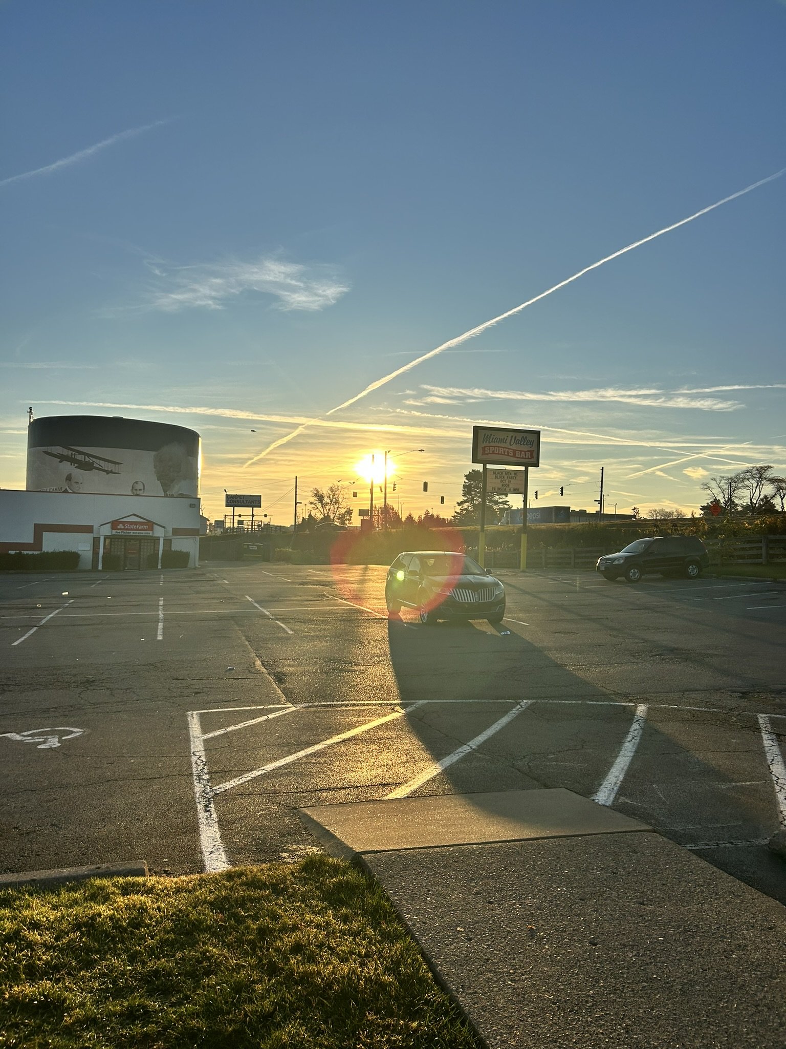Handicap accessible parking lot at Miami Valley Sports bar located in West Carrollton, Ohio