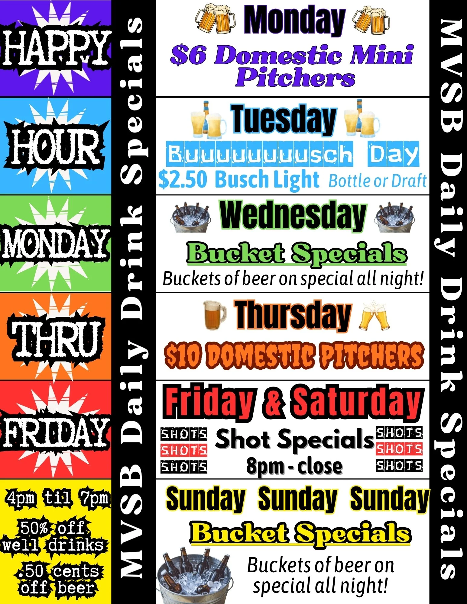 Happy Hour Monday - Friday from 4-7pm at Miami Valley Sports Bar + Daily Drink Specials