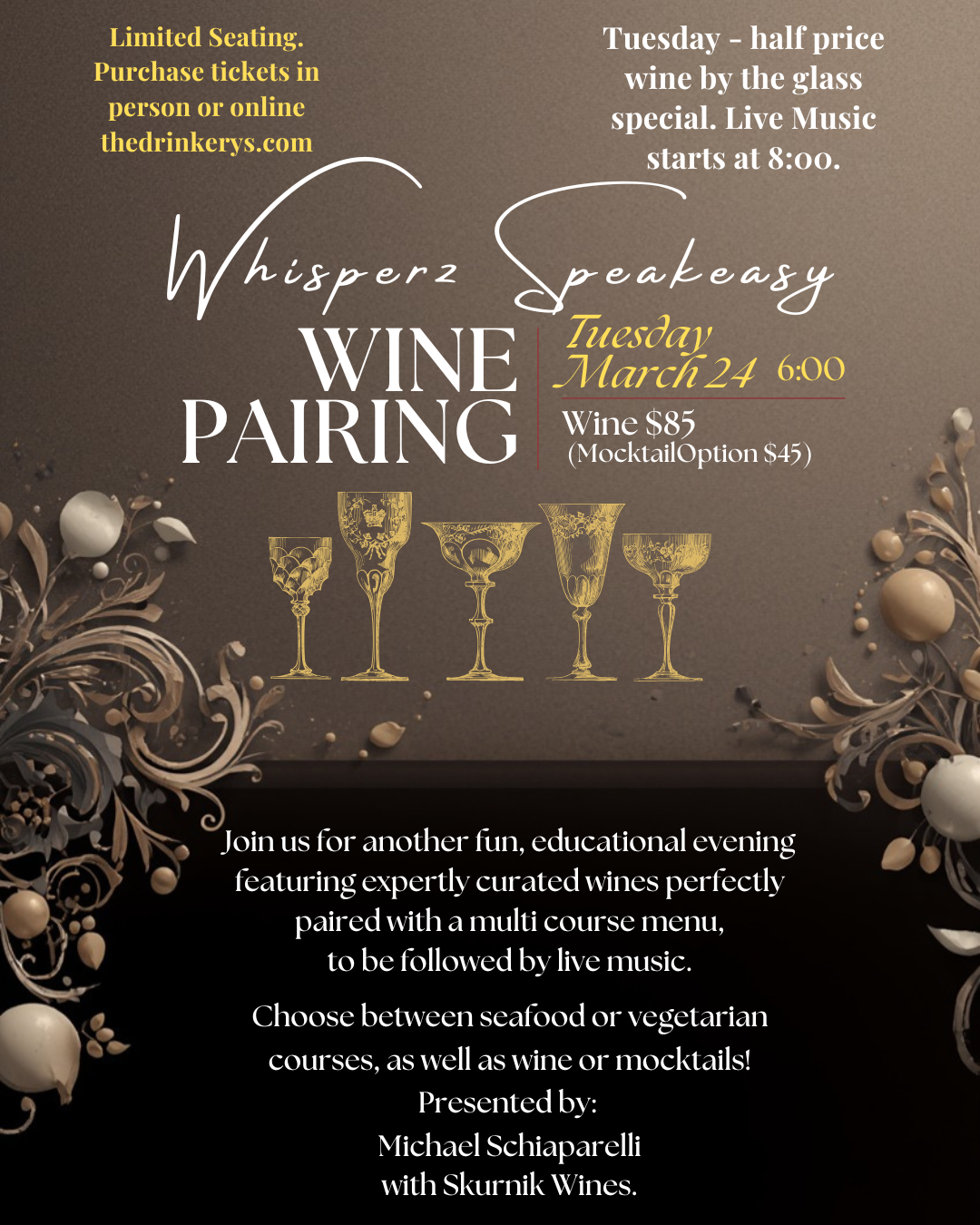 March Wine & Dinner Pairing with Michael Schiaparelli, CSW