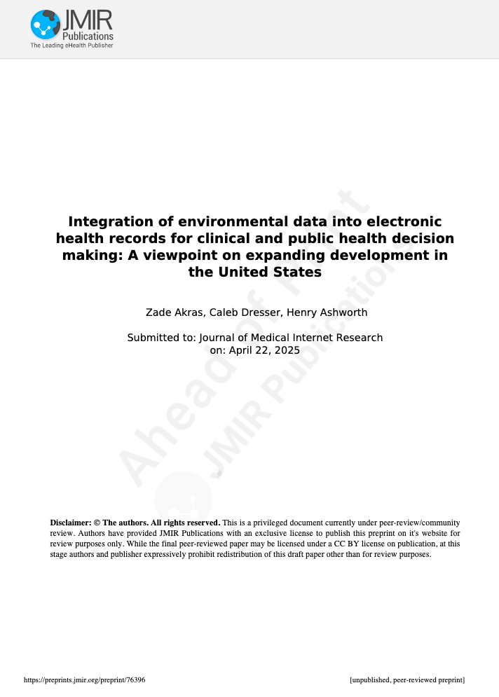 Integration of environmental data into electronic health records for clinical and public health decision making: A viewpoint on expanding development in the United States