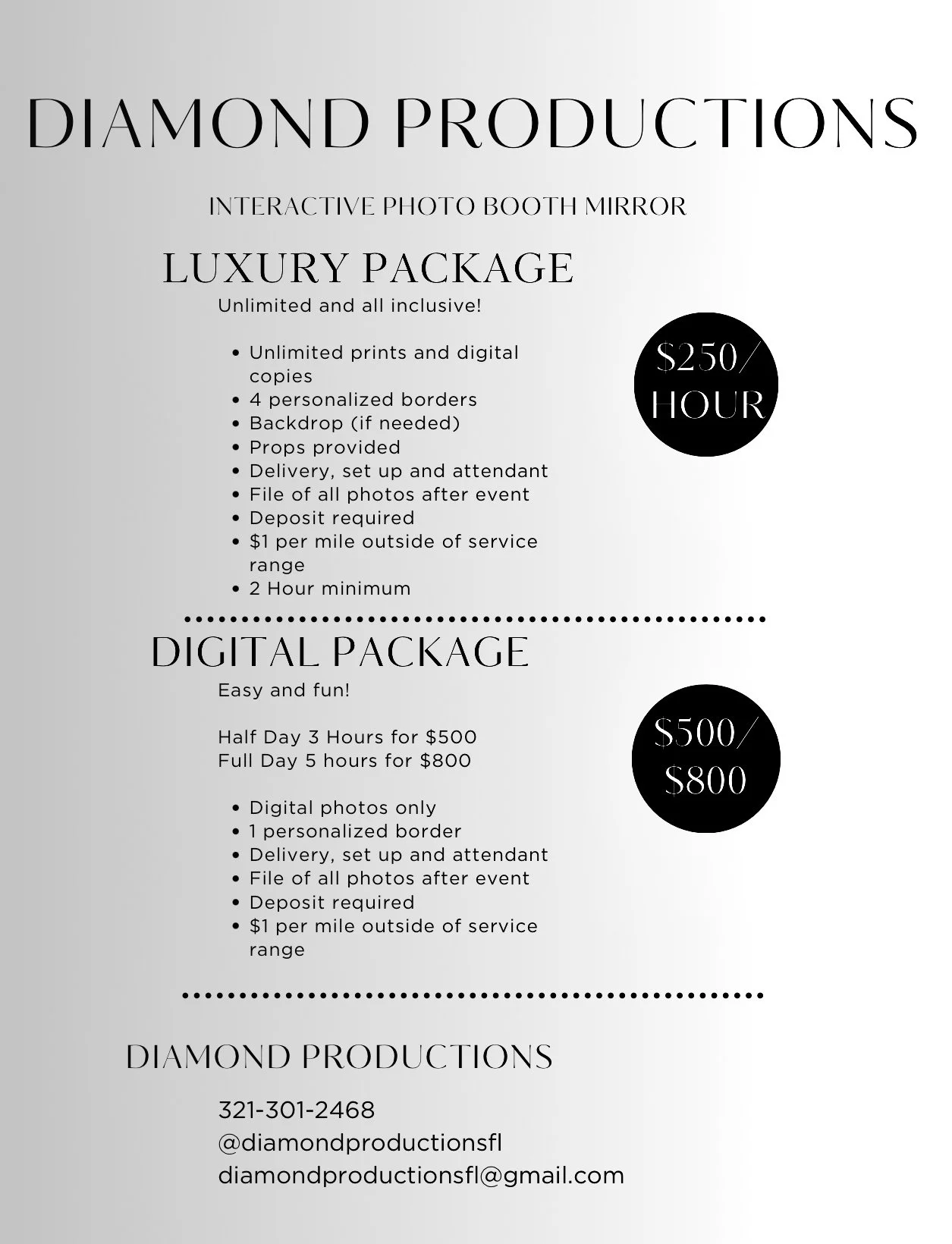 Diamond productions mirror and paparazzi booth