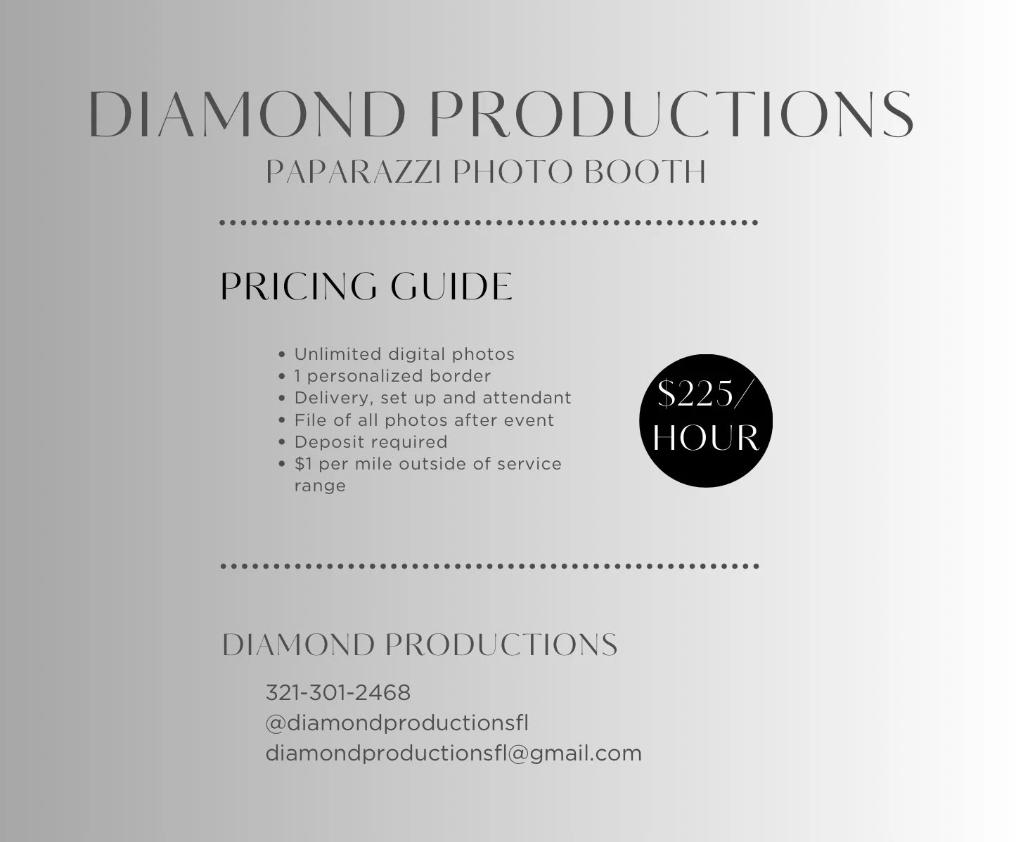 Diamond productions mirror and paparazzi booth