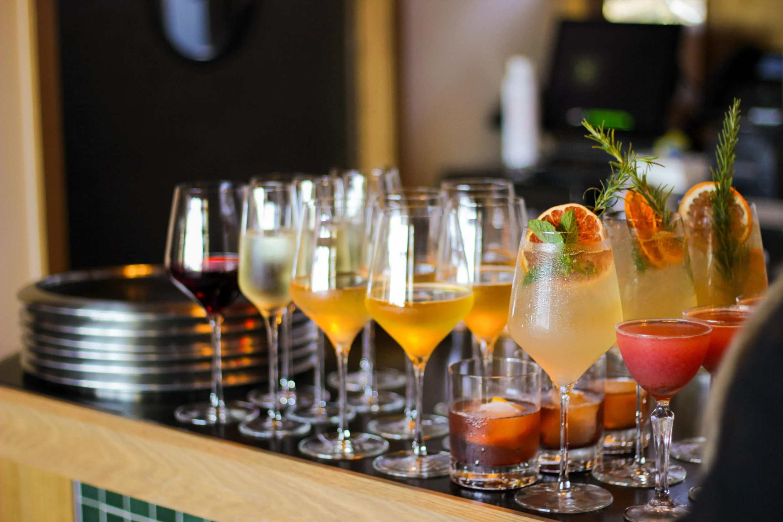 Array of glasses.