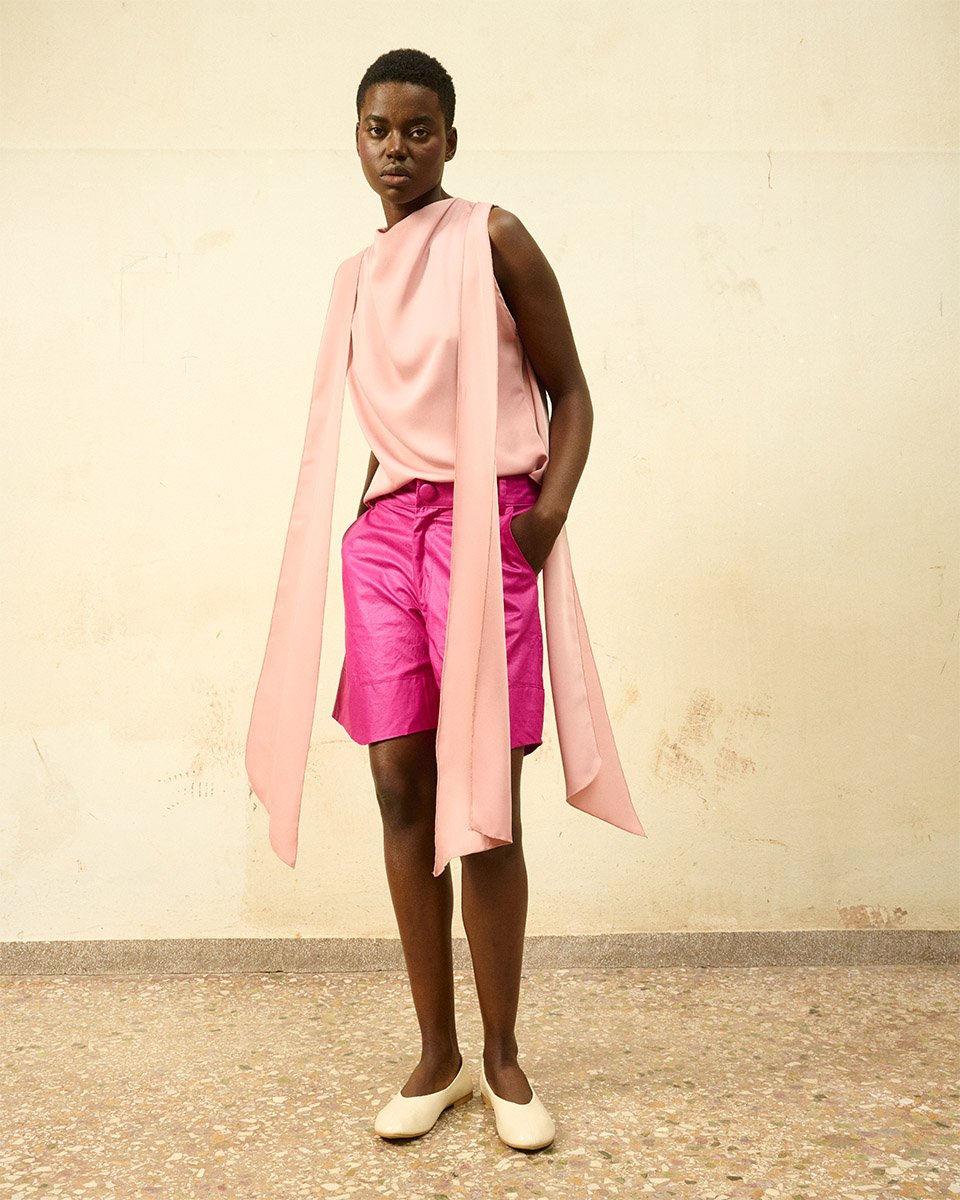 PINK DRAPED TOP