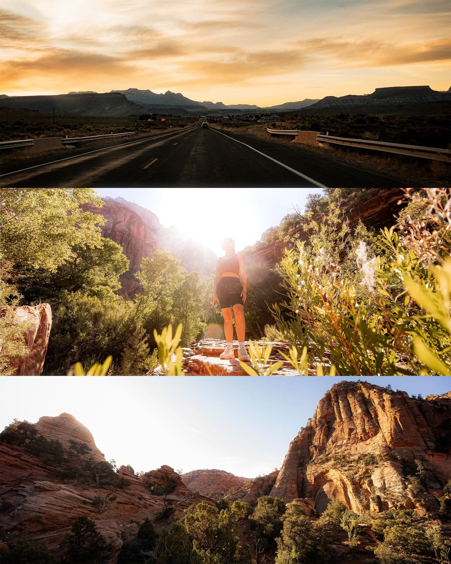 Another beautiful morning in Zion national Park. On our way to the park we were able to watch the sunrise over the mountains. it was a beautiful way to start our morning before hiking the canyon overlook. 
.
.
#zion #travelpgotography #photography