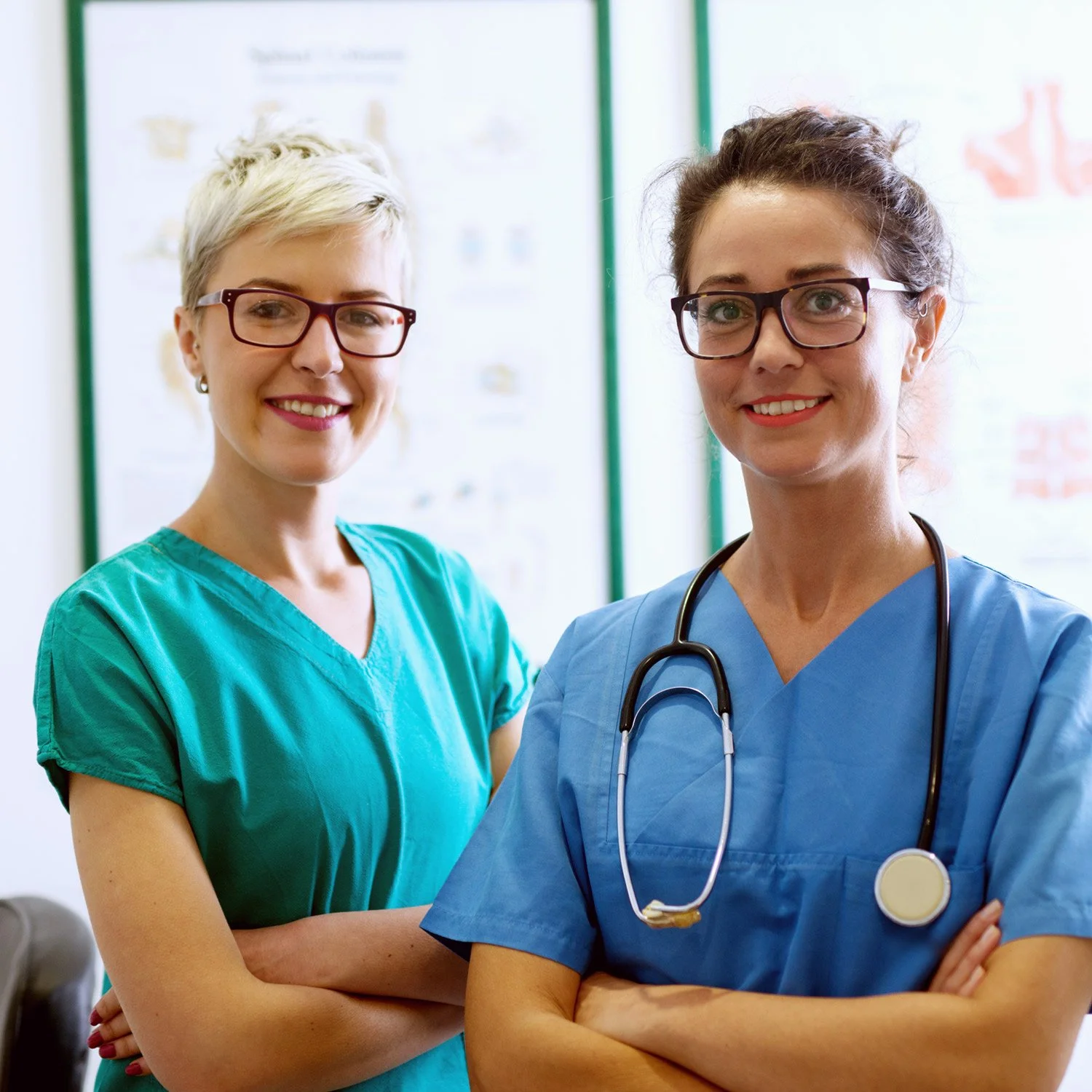 two nurses smiling