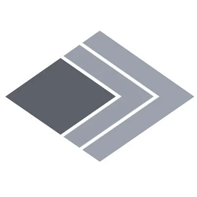 A digital graphic showing a dark gray square with white border lines on a gray background.