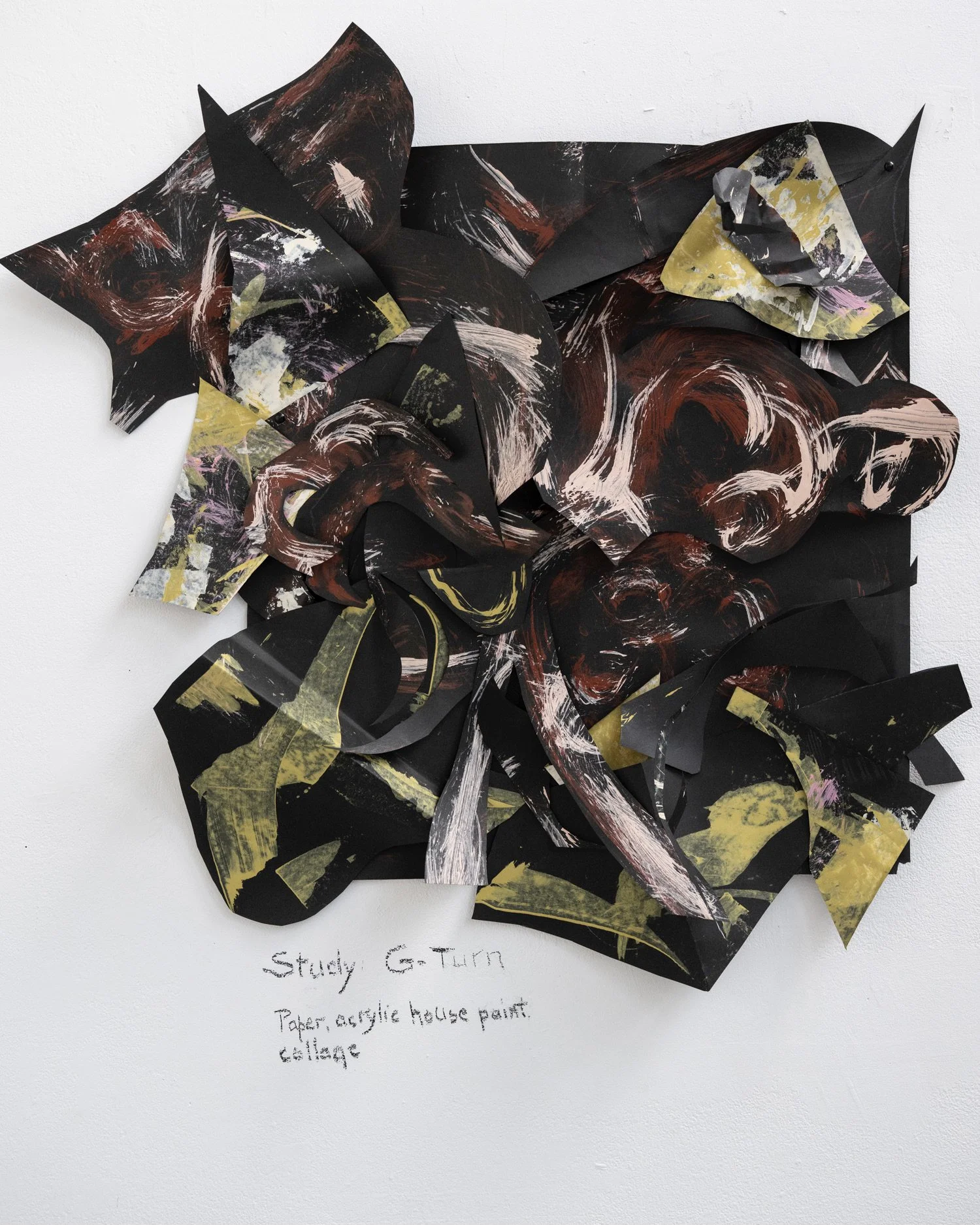 Study #1/3, 2025. paper, acrylic paint, 71 x71cm. Photo credit: Abigaile Edwards, Banff Centre, 2025