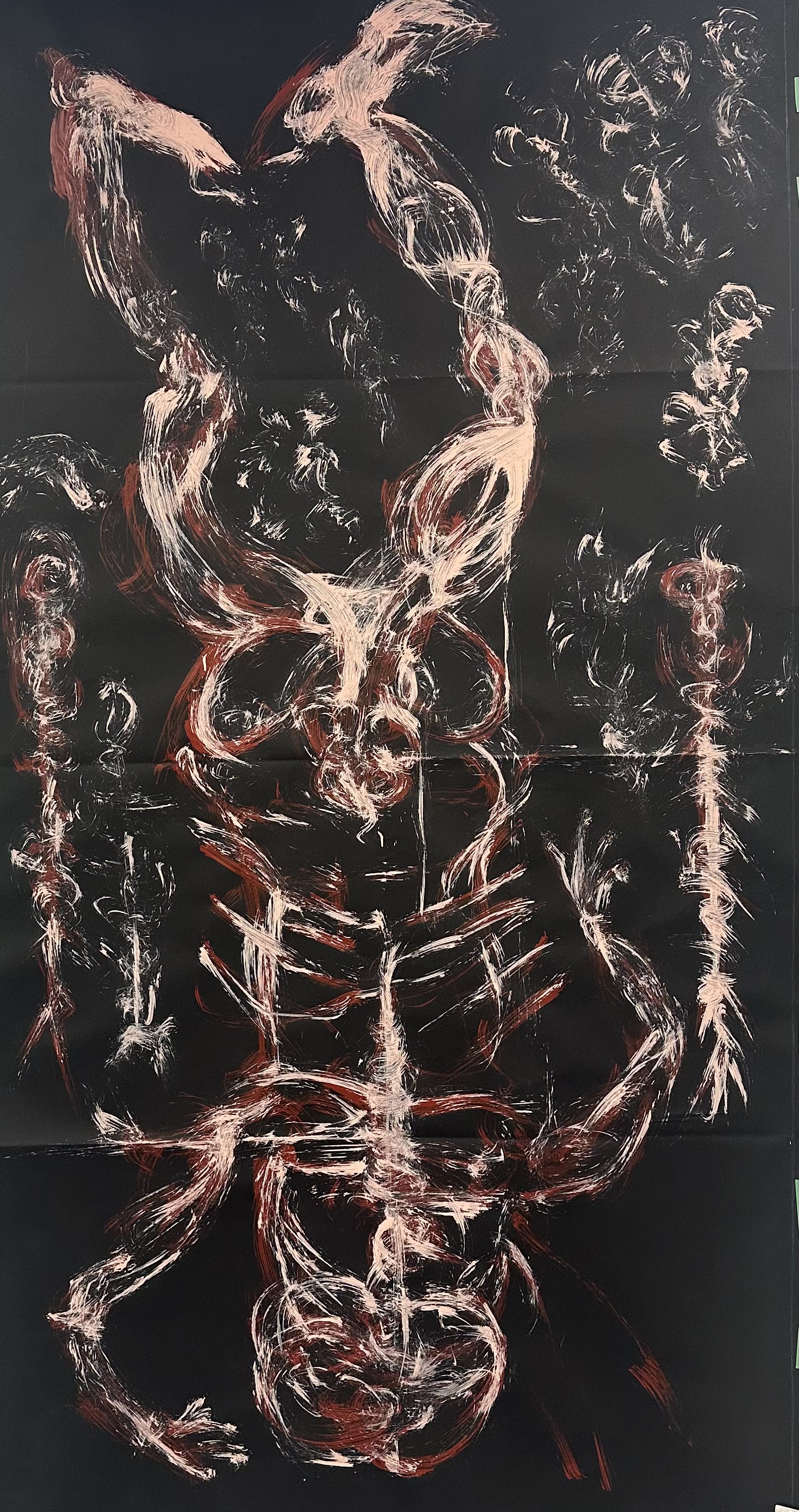 Study #1/5, North by South, 2025. Paper, acrylic paint, 1 x 2.7metres.