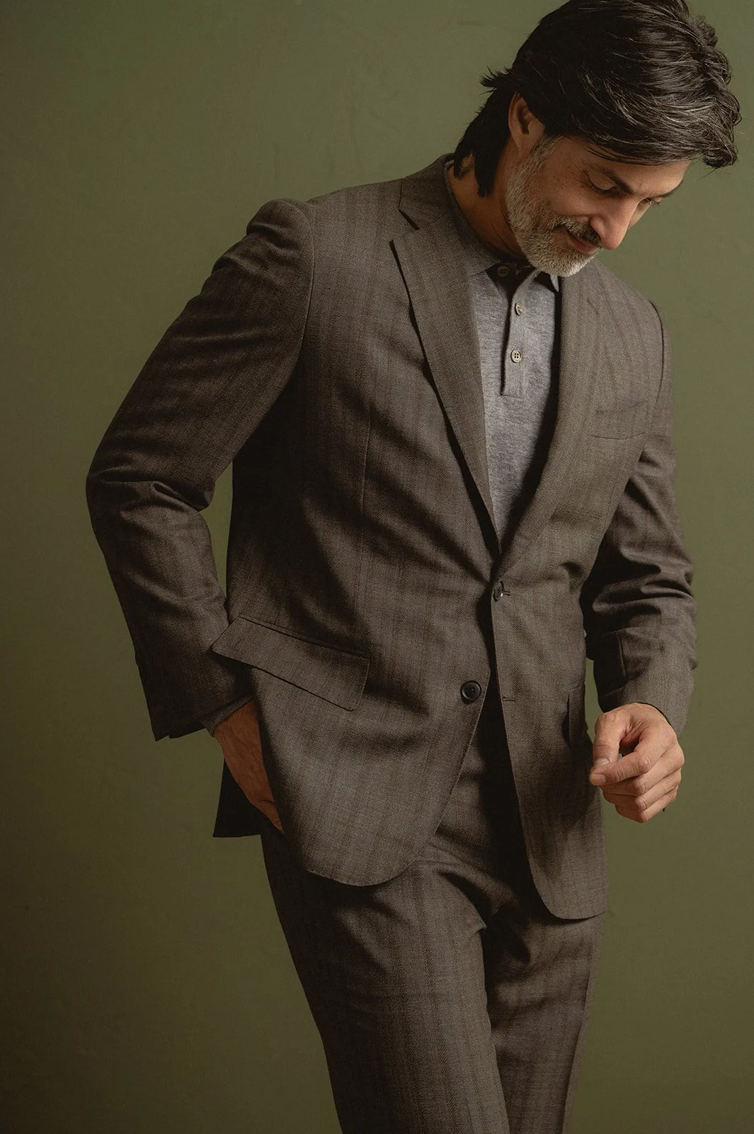 Charcoal chalk stripe custom suit by Harper + Jones