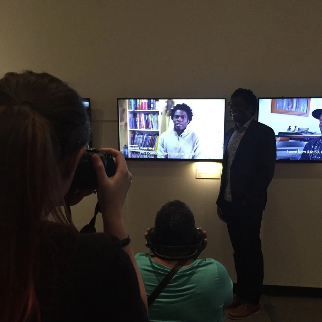 At the opening of "All Together Now", Museum of Vancouver, showing SIAT student films.