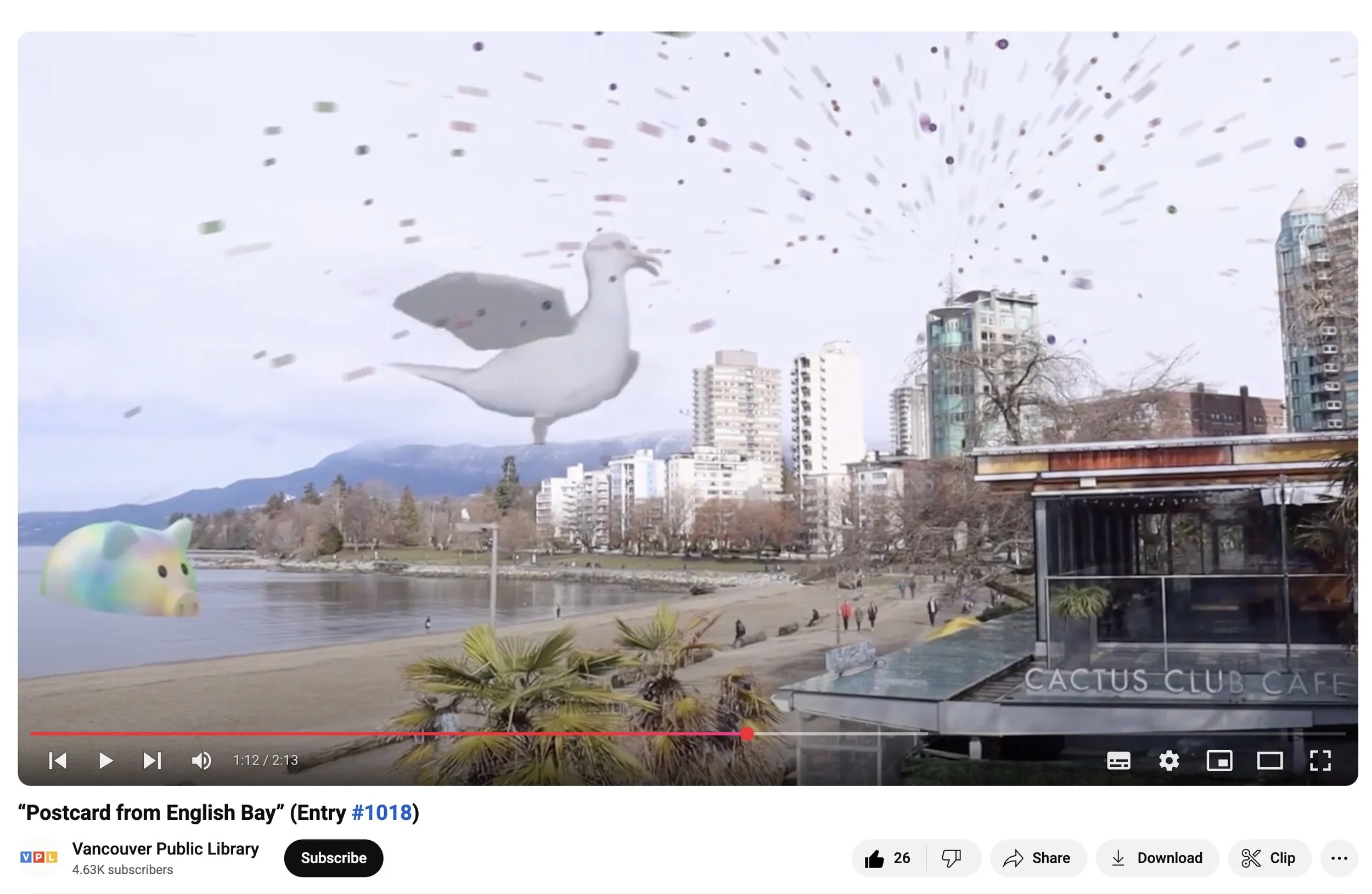 City Poem Contest Entry #1018. Team: Zak Zastera, Jonathon Newman, Alyssa Umbal, Russell Yuen. Location: English Bay. SFU IAT 344 (Term Two). Click on image to watch.