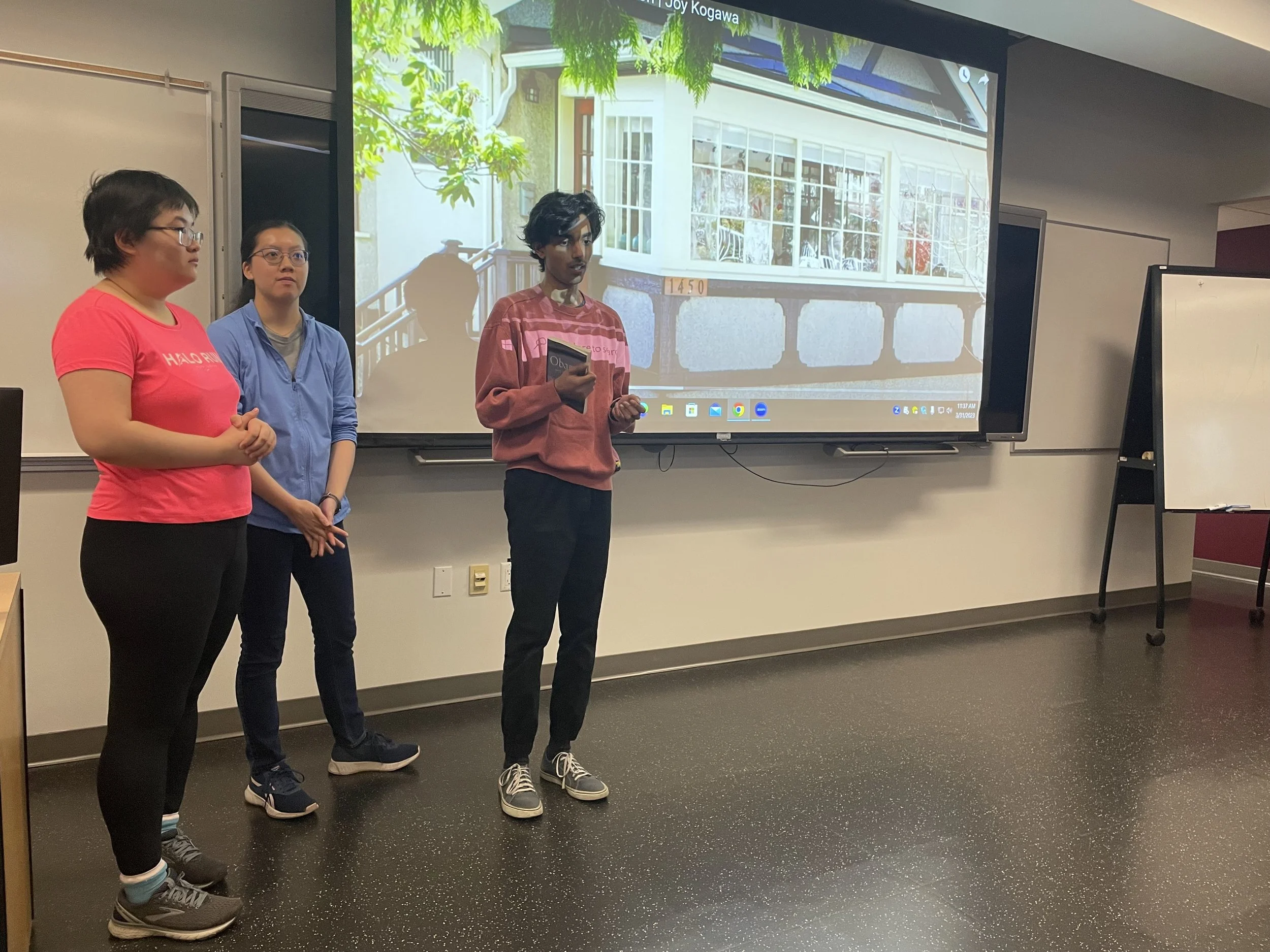 Students presenting a rough cut at SIAT, 2023