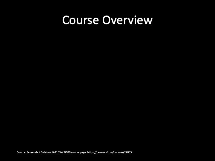 IAT 103W Introductory Class Slides. Developed by Chantal Gibson.