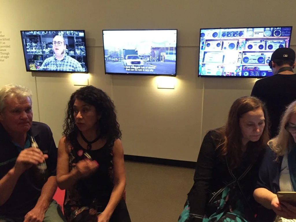 At the opening of "All Together Now", Museum of Vancouver, showing SIAT student films.