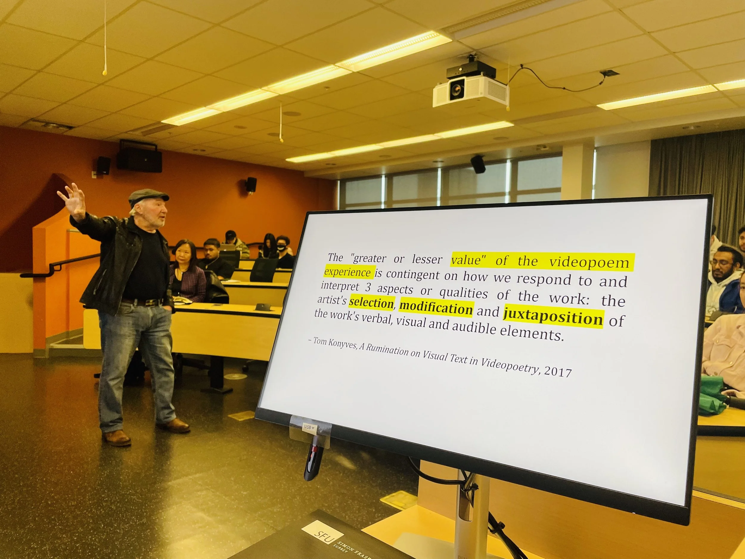 Lectures on Video Poetry with Fiona Lam and Tom Konyves, 2023.
