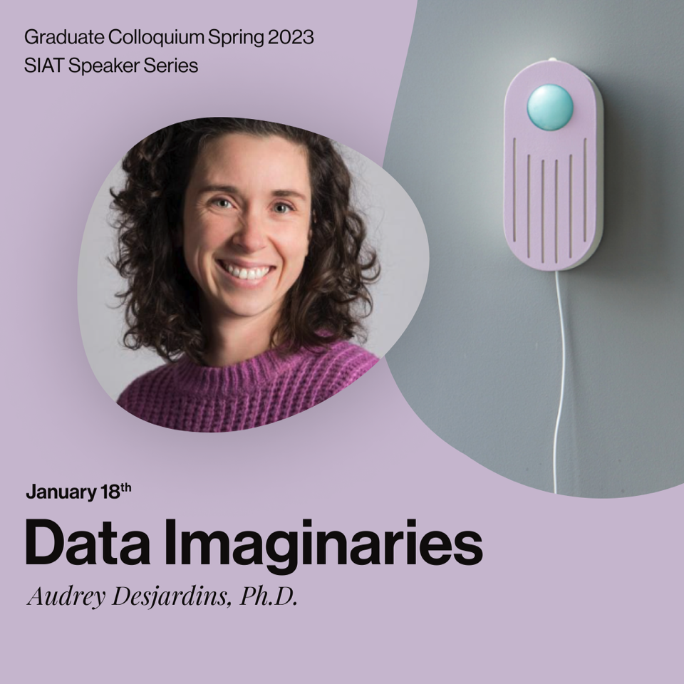 Promotional graphics created by students for SIAT Spring Speaker Series