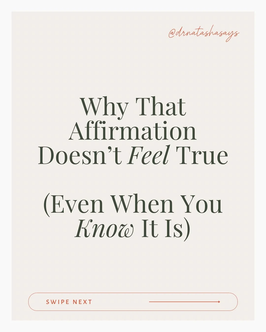 If you want to believe something new, you have to live it first.

Knowing &ne; Believing.

You can know something is true&hellip;and still not feel it.

An affirmation without experience is just words.

Belief comes from action, and your feelings wil