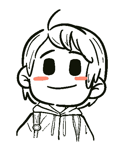 Simple Chibify version of amdooodles drawing of a smiling cartoon character with rosy cheeks