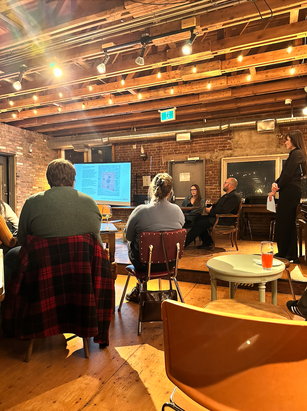 Photo taken by GAPSS member Anjeli F. during the Building Resilience: Edmonton Urban Design Awards Showcase at Kaffa Roastery & Studio. (11/6/25)