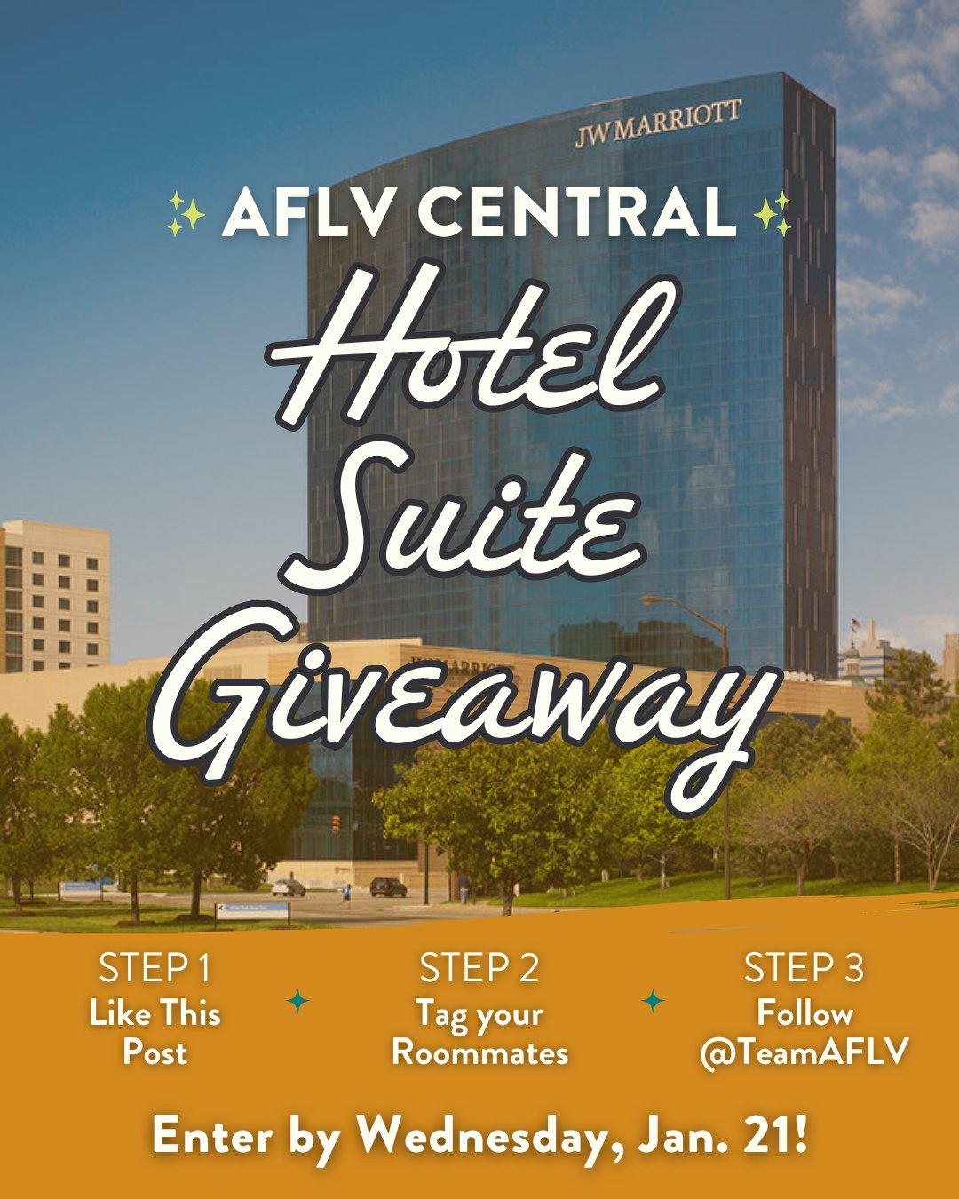 Level up your stay at #AFLVCentral &mdash; this is a SUITE opportunity you don&rsquo;t want to miss! ✨ 🎉  We&rsquo;re upgrading one lucky winner + their roommates to a luxurious hotel suite during the conference.⁠
⁠
How to Enter:⁠
❤️ Like this post⁠