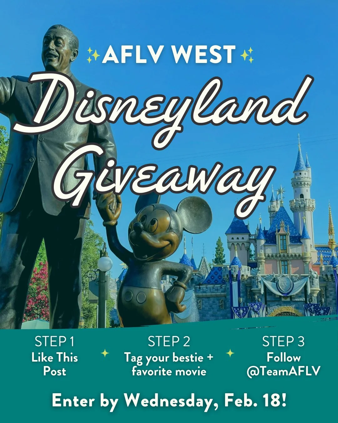 DISNEYLAND GIVEAWAY TIME! ✨ 🎉 🏰  Ready to join the magic at #AFLVWest? We&rsquo;re giving away TWO tickets to Disneyland for Friday night, Feb. 27!⁠
⁠
How to enter:⁠
 ❤️ Like this post⁠
 🎬  Tag your AFLV bestie &amp; tell us your favorite Disney m