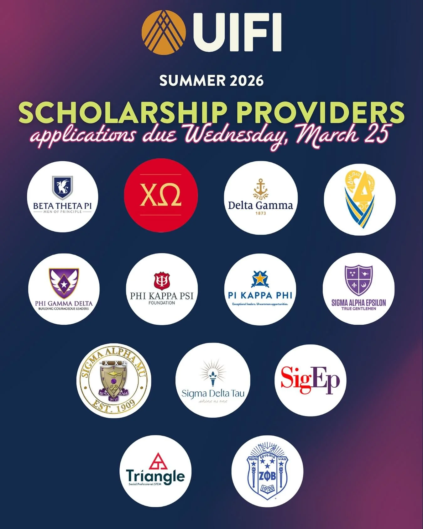 Thinking about UIFI this summer but worried about cost? We&rsquo;ve got you. 🤝 💥

Thanks to our HQ partners, full and partial UIFI scholarships are available for the following member organizations! Don&rsquo;t see yours? AFLV scholarships are avail