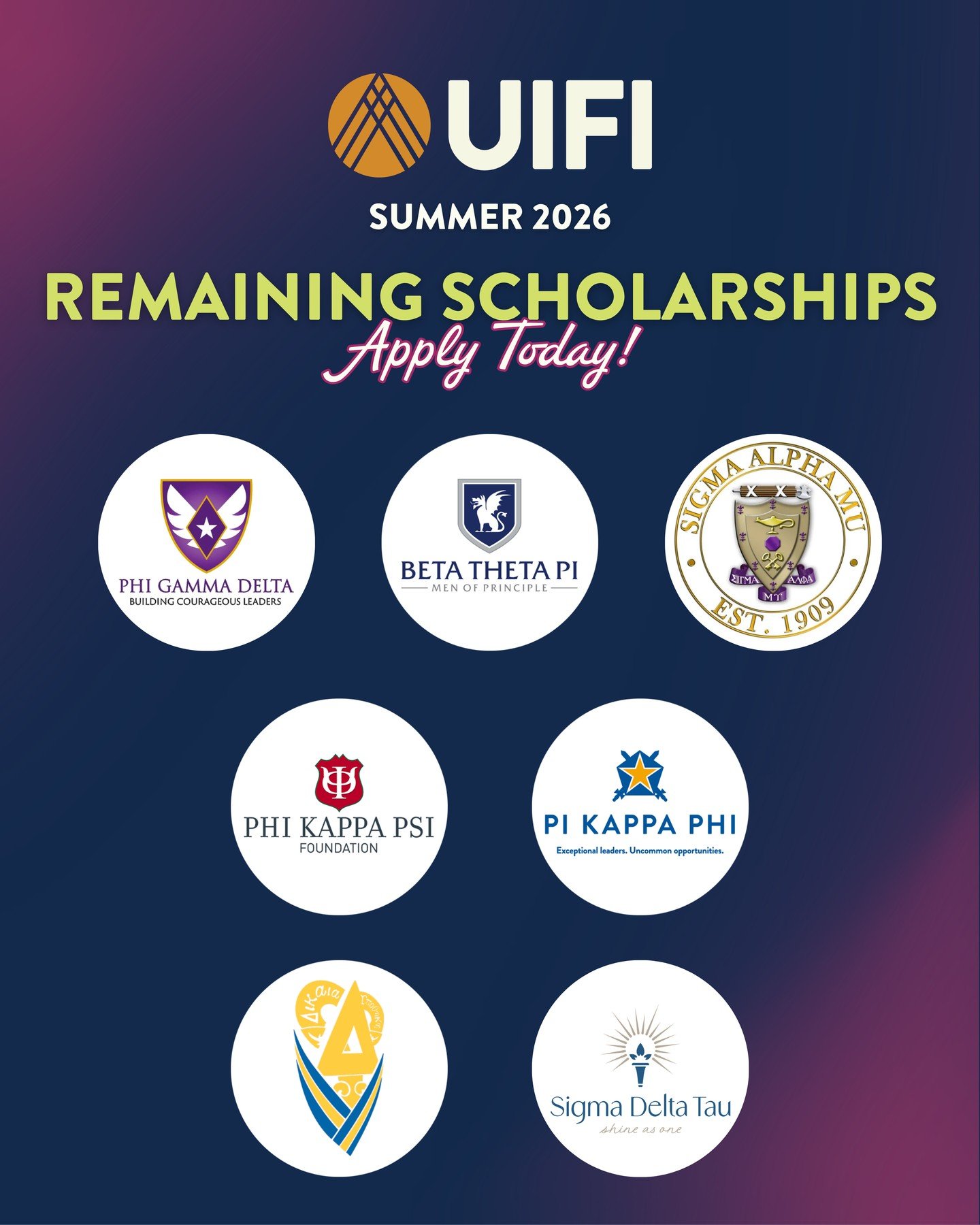 Don&rsquo;t miss this...UIFI scholarships are still available 🚨 👀  See your organization listed? There are still full registration scholarships up for grabs. Apply today and don&rsquo;t let them go unused!⁠
⁠
Here&rsquo;s what&rsquo;s still availab
