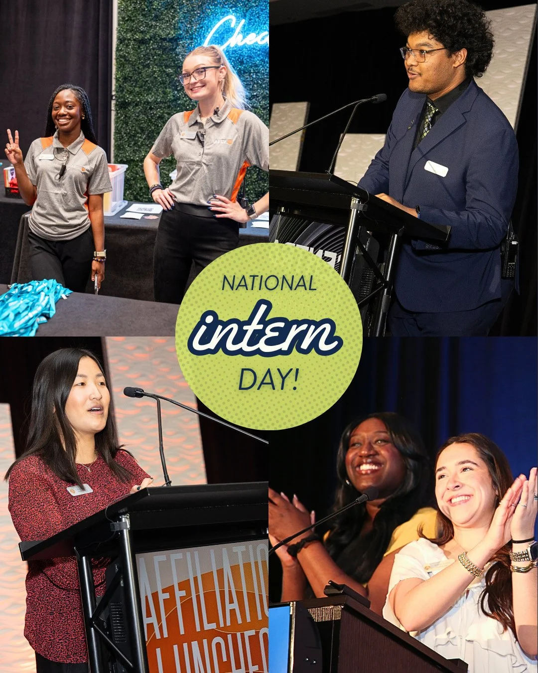 Every great AFLV experience has a rockstar team behind it 🧡⁠
⁠
On #NationalInternDay, we're celebrating the students who have helped bring our conferences and UIFI to life. From welcoming attendees and supporting educational sessions to solving chal