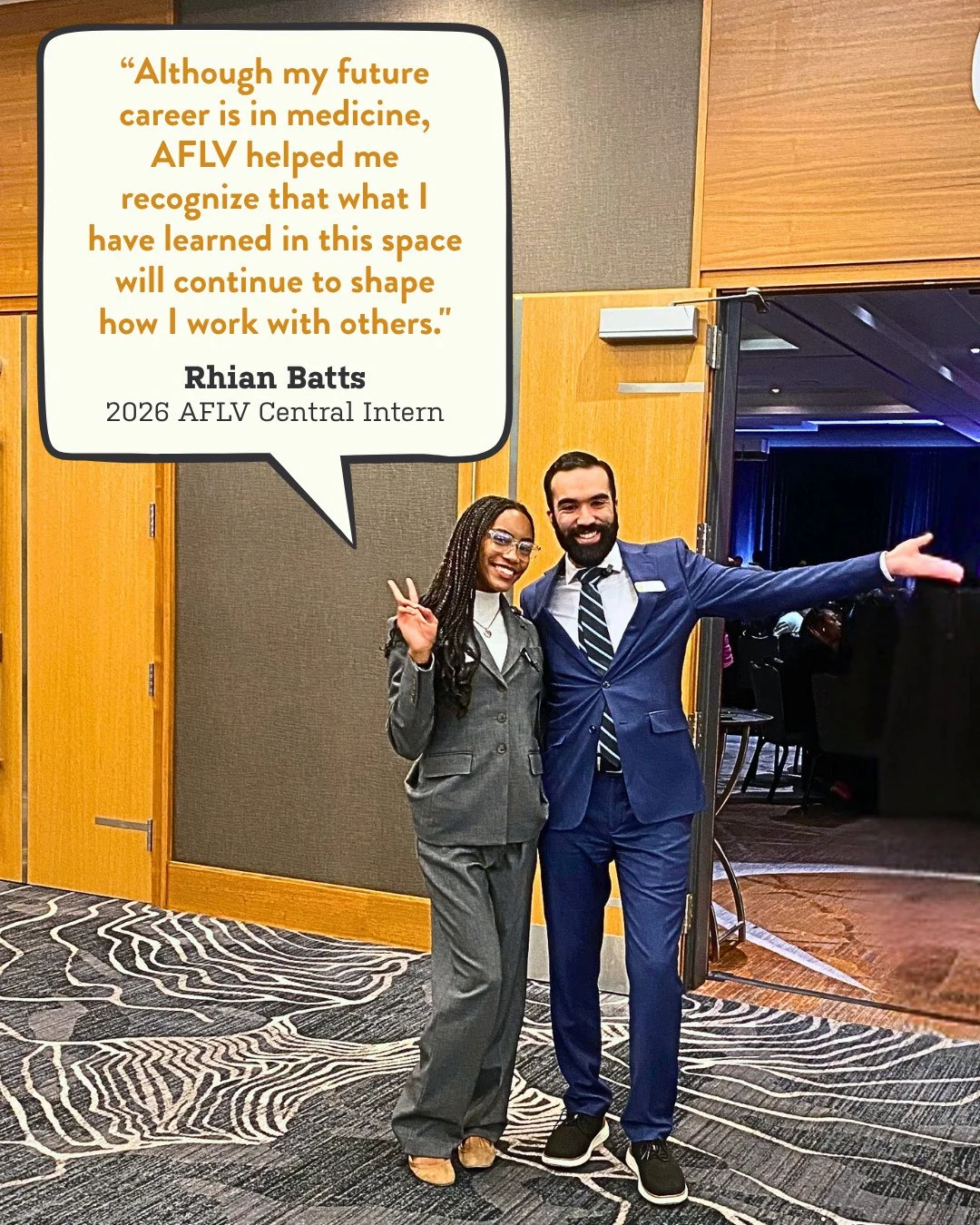 Meet Rhian! 👋✨ Rhian is a member of Delta Sigma Theta Sorority, Inc. and joined us at #AFLVCentral earlier this year as an undergraduate Conference Intern from Virginia Tech!⁠
⁠
When we asked Rhian about the impact her intern experience had on her, 
