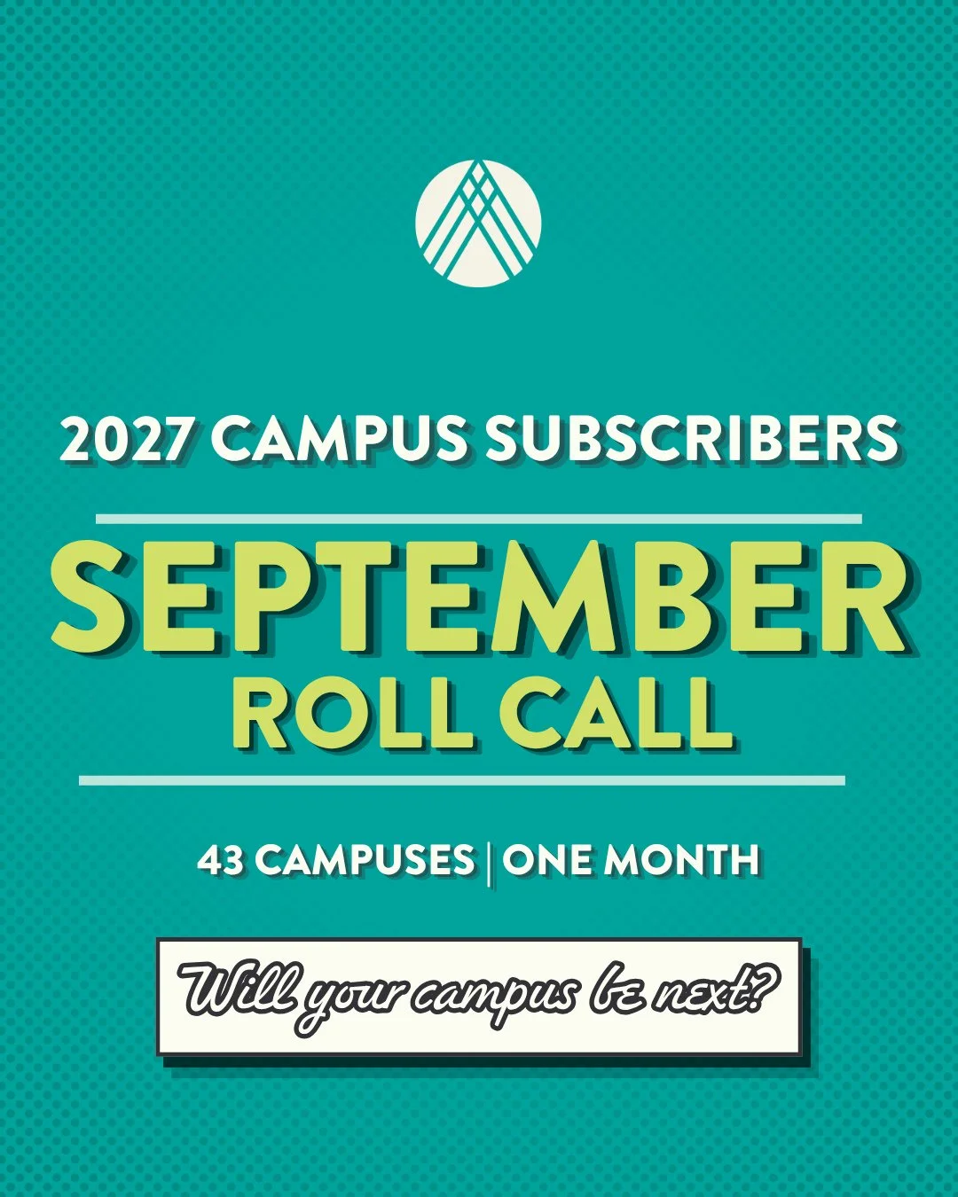 43 campuses. ONE month! 📣 🔥 🙌⁠
⁠
September was a huge month for the 2027 AFLV community! 43 campuses made it official for the year ahead, and we&rsquo;re excited to celebrate every one of them! From returning subscribers to campuses joining for th