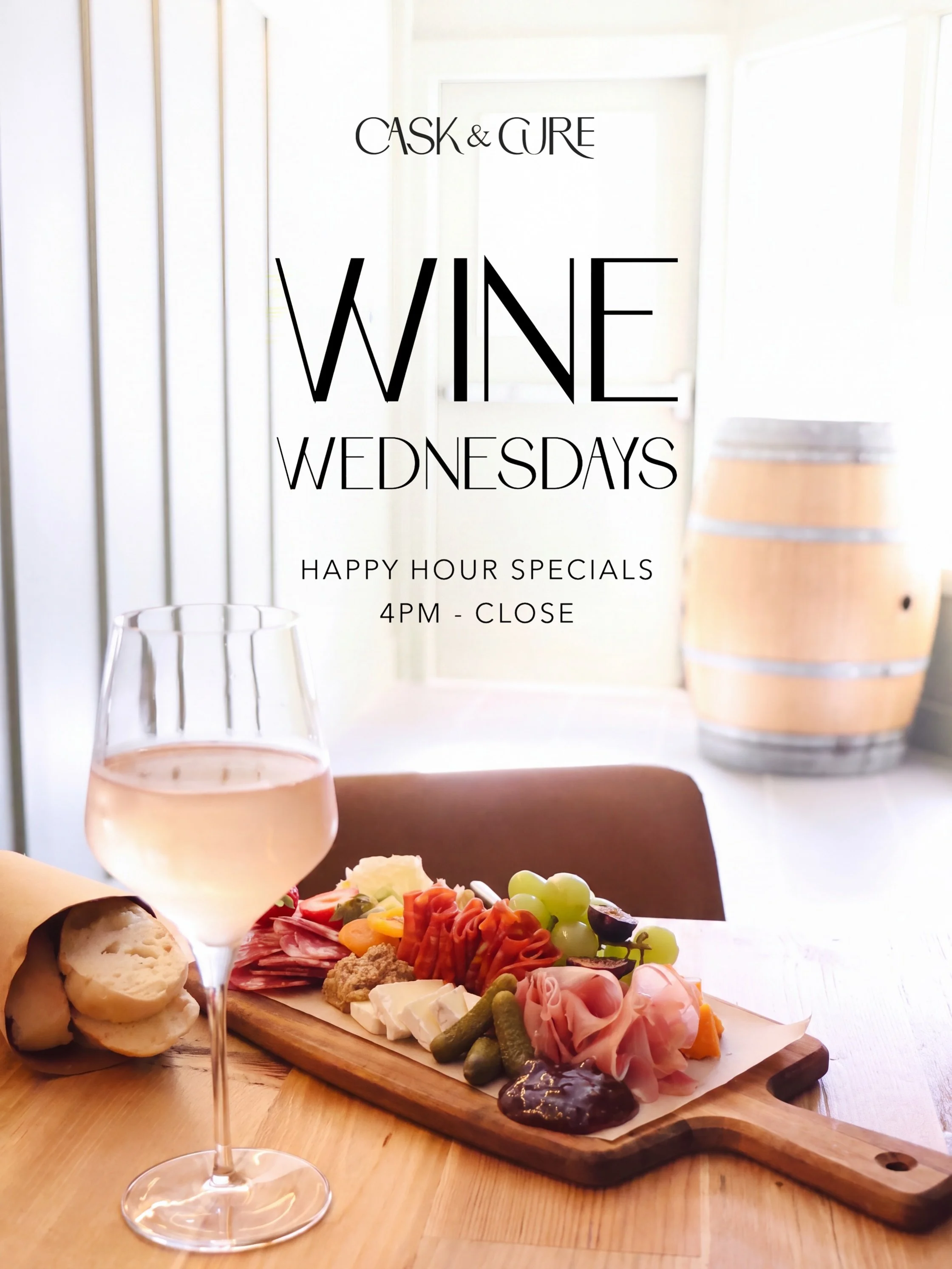 🍷 Wine Wednesday + Jazz Night = Zero Midweek Blues! 

✨ Unwind with us every Wednesday for All-Evening Happy Hour (starts at 4 PM), featuring discounts on all wine, featured bottles, appetizers &amp; charcuterie boards! 

👉🏼 On Wednesdays, we also