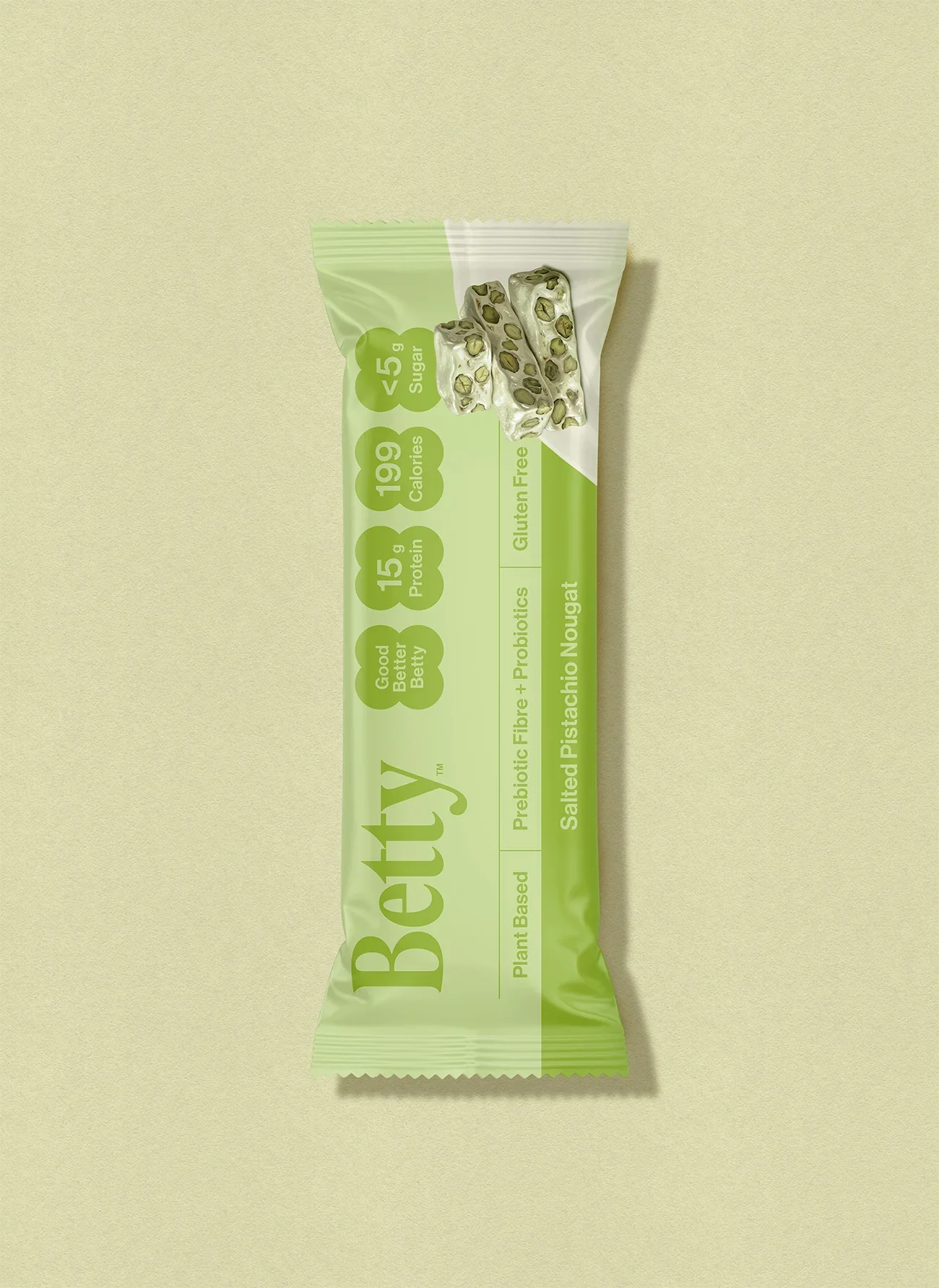 BETTY Bars: Salted Pistachio Nougat protein bar