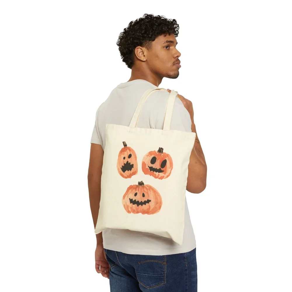 The Three Jack-O-Lanterns - Cotton Canvas Tote Bag — Sarah Valasky Art