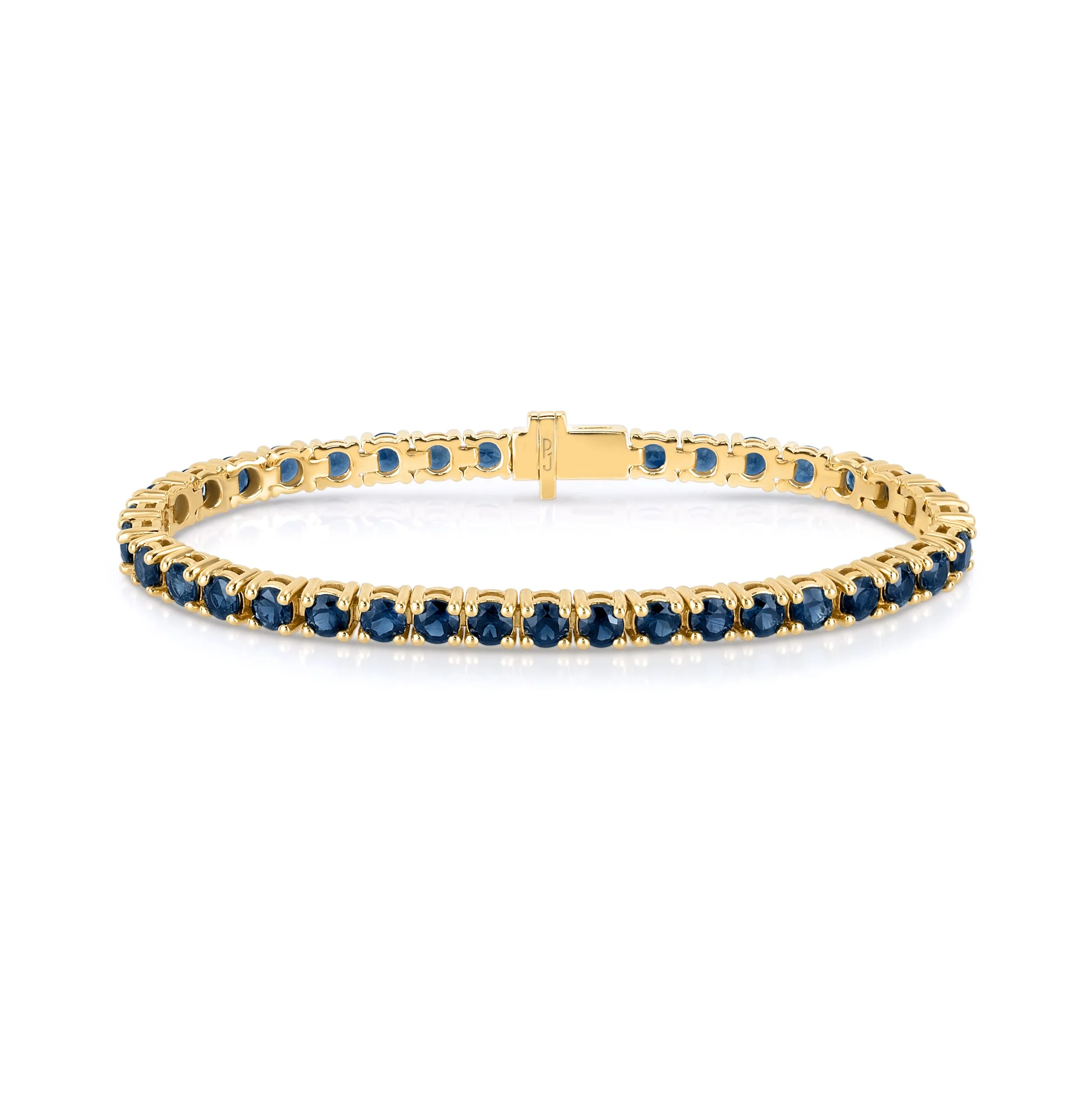 Tennis Bracelet |11.50ct TW Blue Australian Sapphires | Yellow Gold
