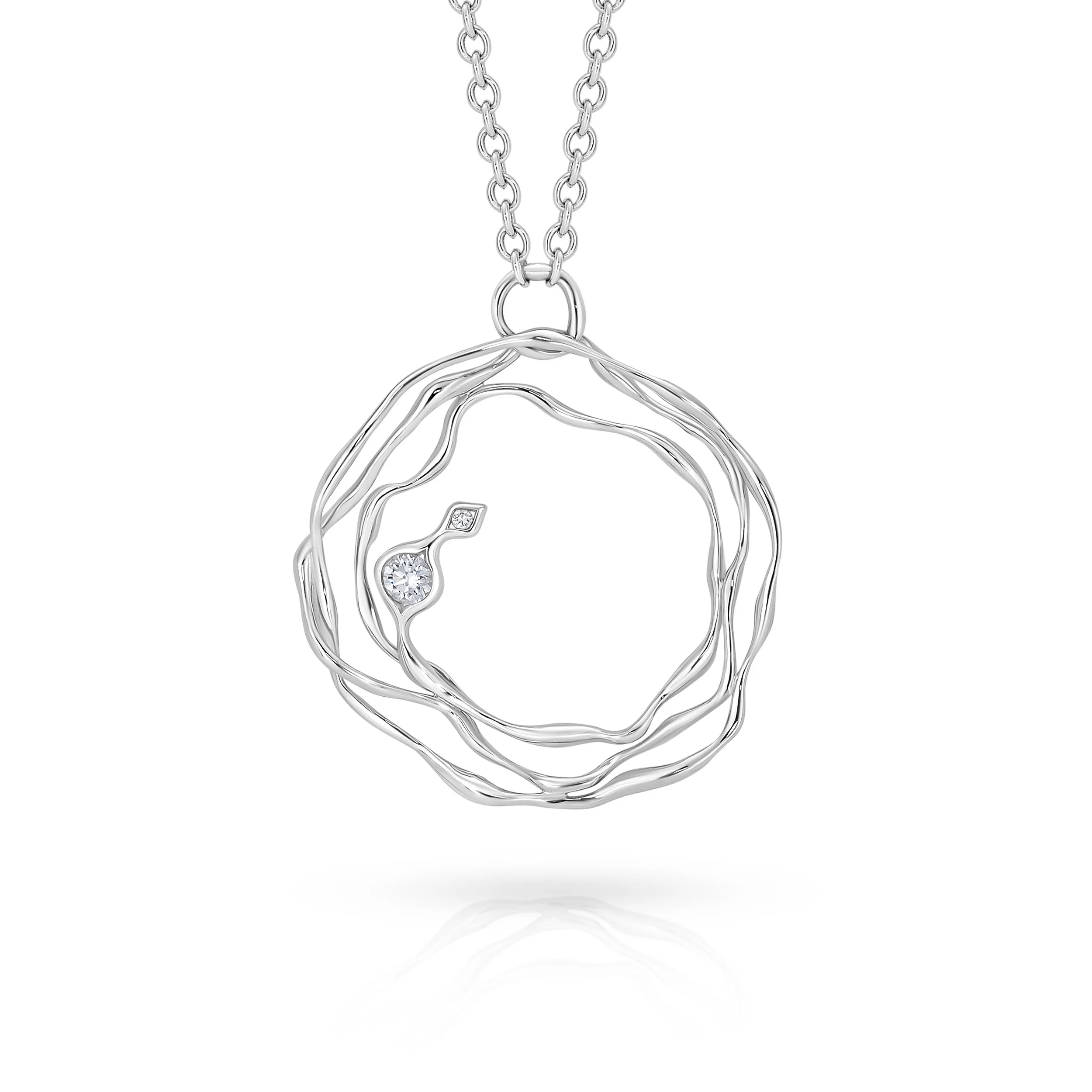 Pendant & Chain | Swirl | White Gold