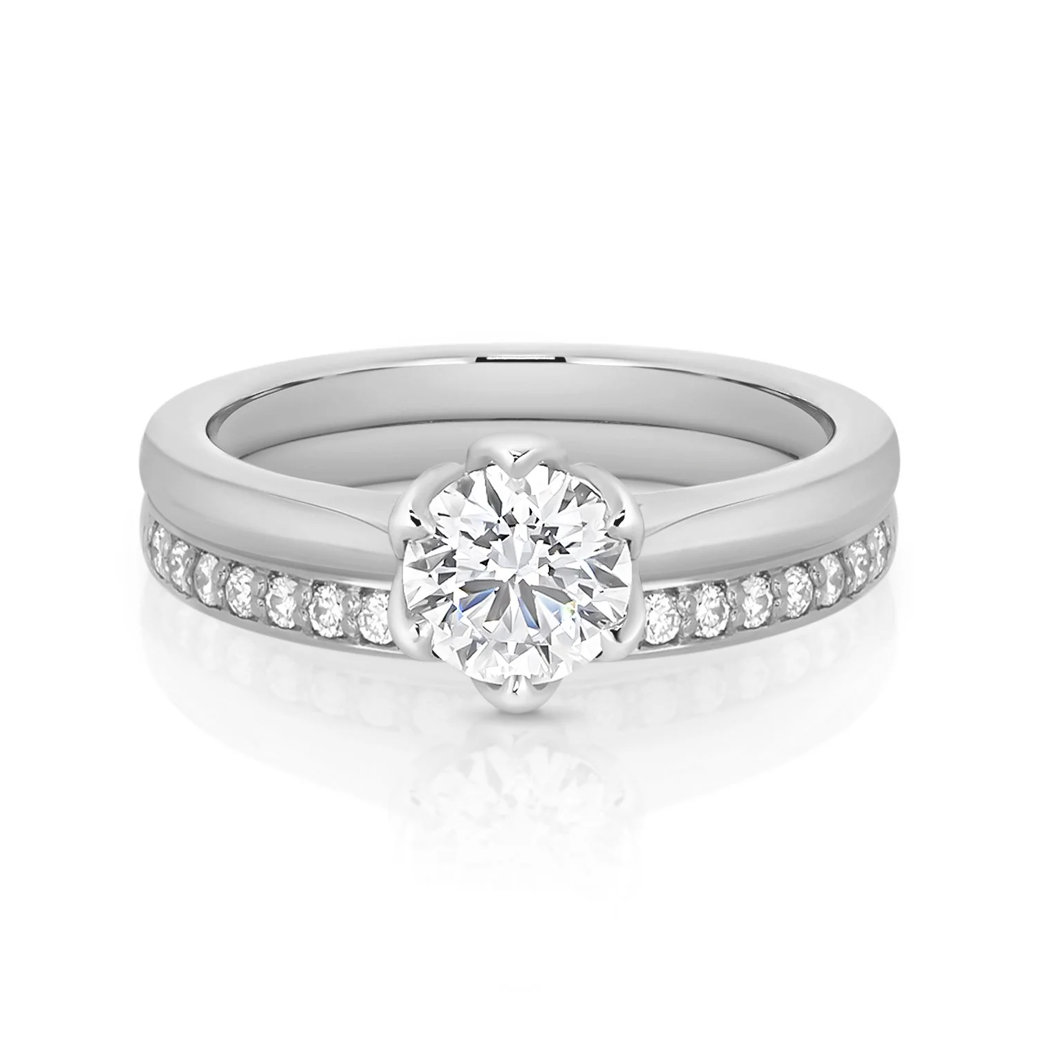 Pt 0.75ct RG Plain Tulip Engagement w:Diamond Band.jpg