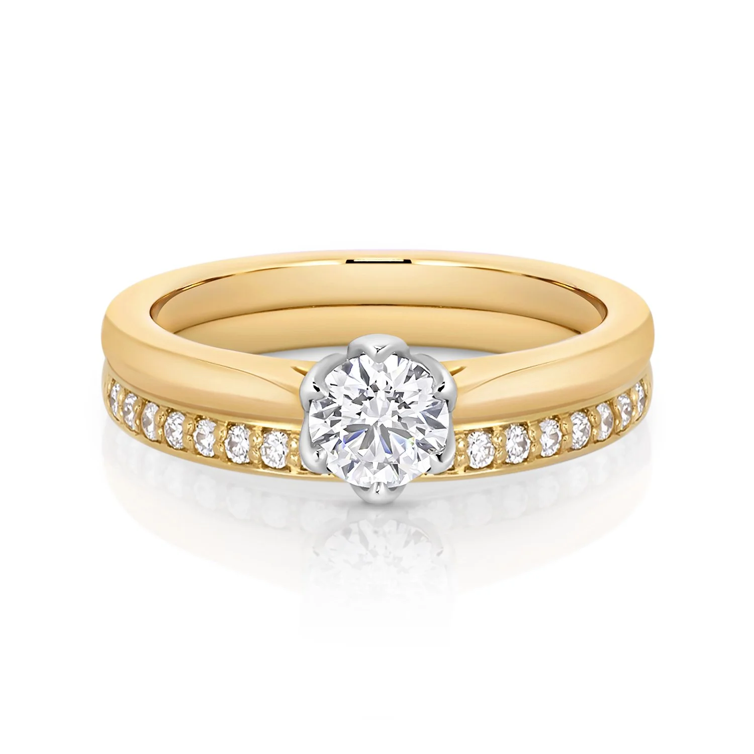 YG 0.50ct YG Plain Tulip Engagement w:Diamond Band.jpg